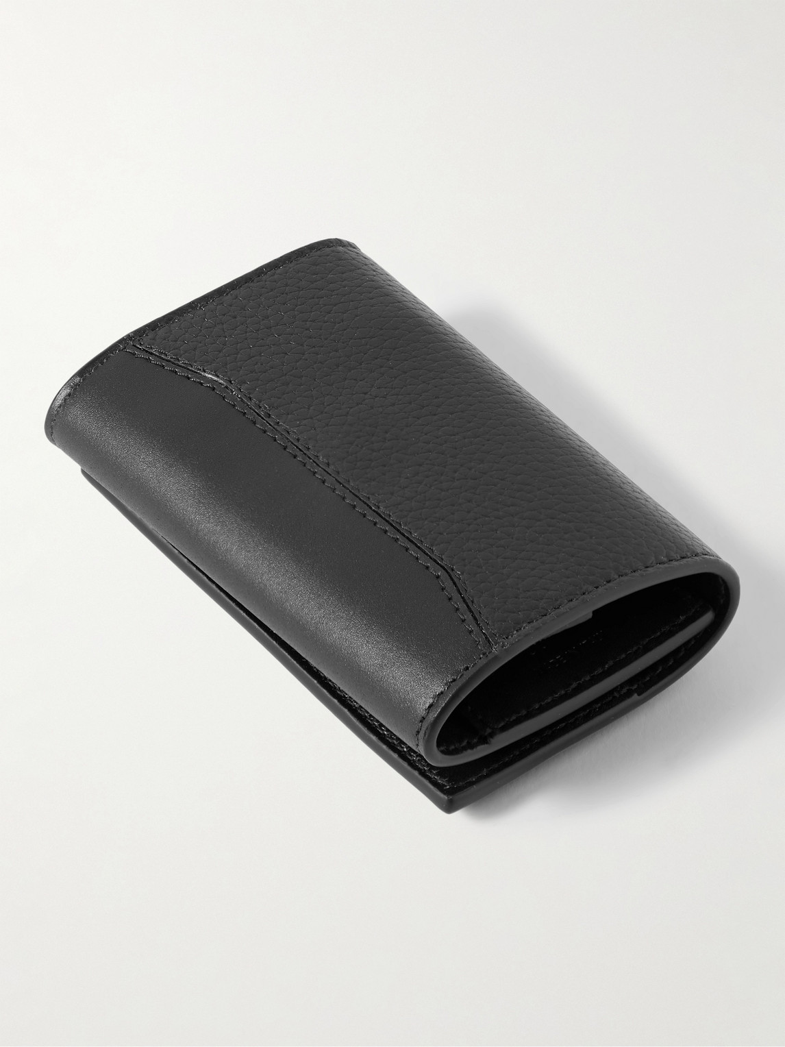 Shop Dunhill 1893 Harness Full-grain Leather Silver-tone Key Case In Black