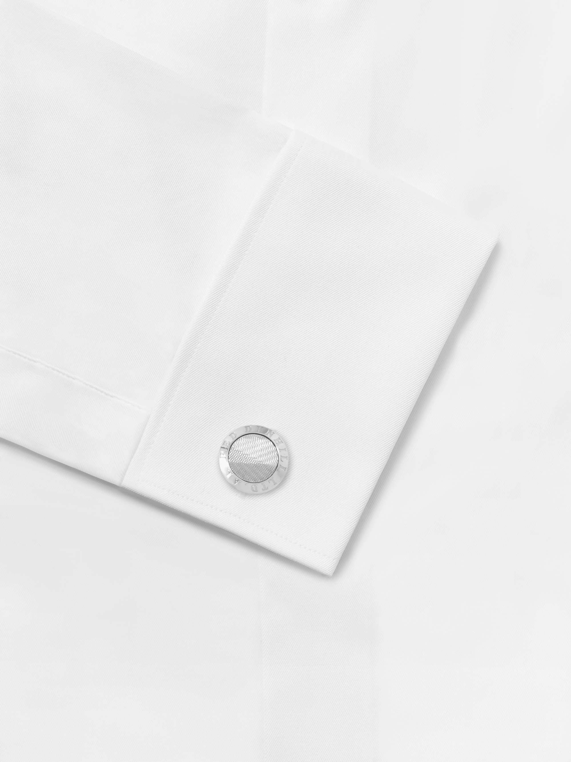 DUNHILL Logo-Engraved Silver-Tone Onyx Cufflinks