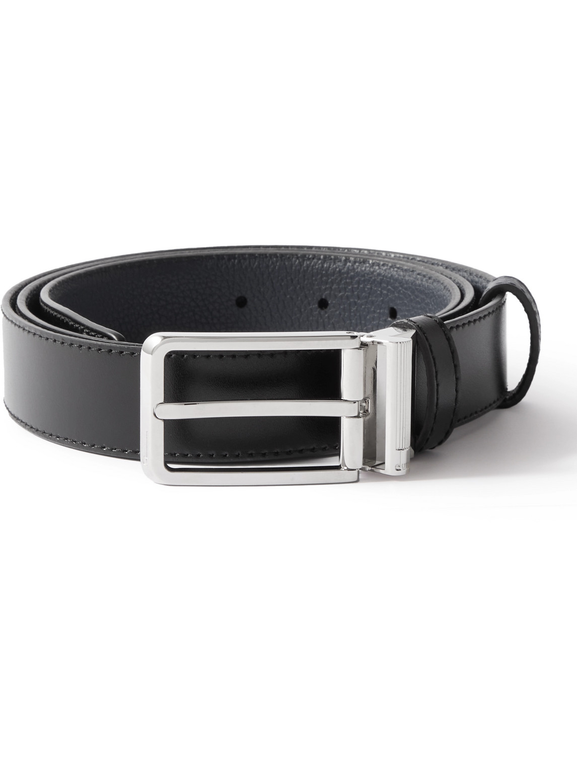 Dunhill 3cm Reversible Textured-leather Belt In Black