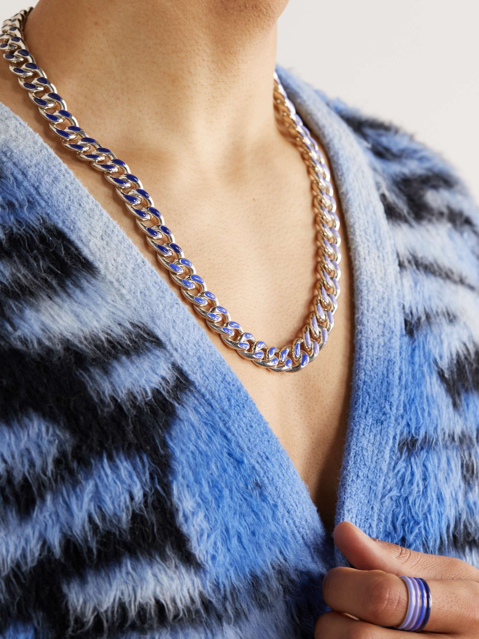 FRY POWERS Ombré Sterling Silver and Enamel Chain Necklace