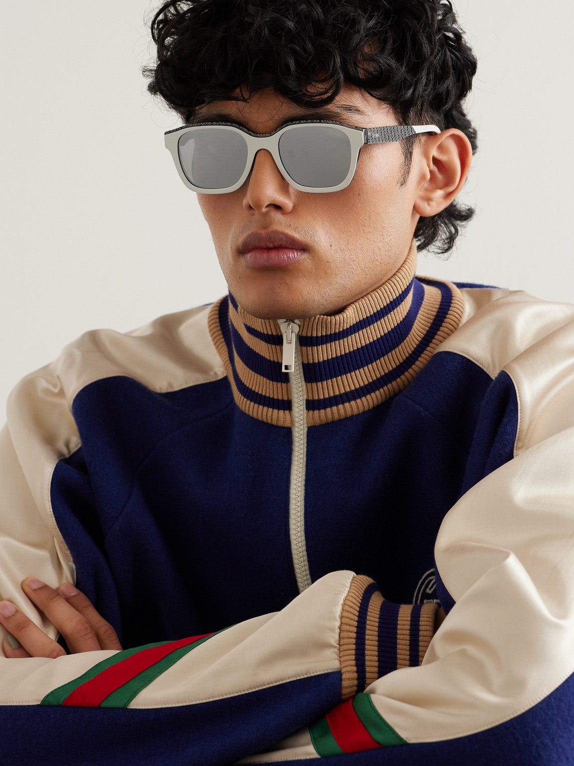 Shop Fendi Bilayer Square-frame Acetate Sunglasses In Neutrals