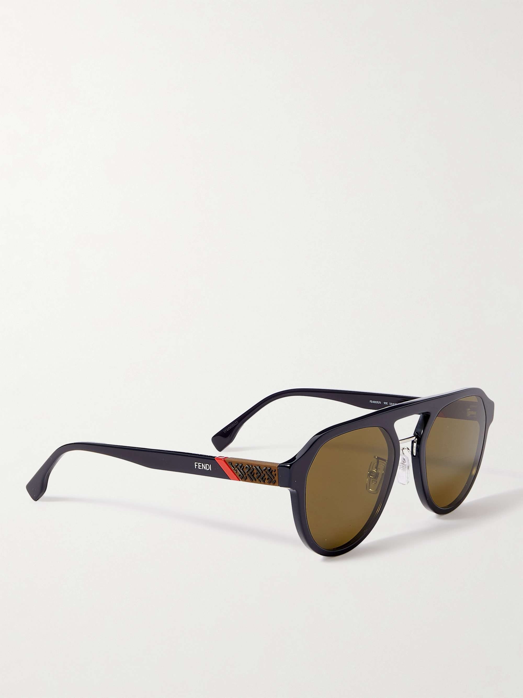 FENDI Diagonal Aviator-Style Acetate and Silver-Tone Sunglasses