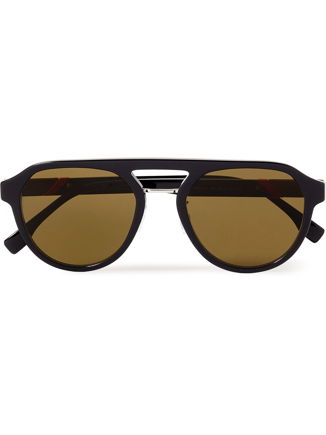Fendi Diagonal Aviator-style Acetate And Silver-tone Sunglasses In Brown