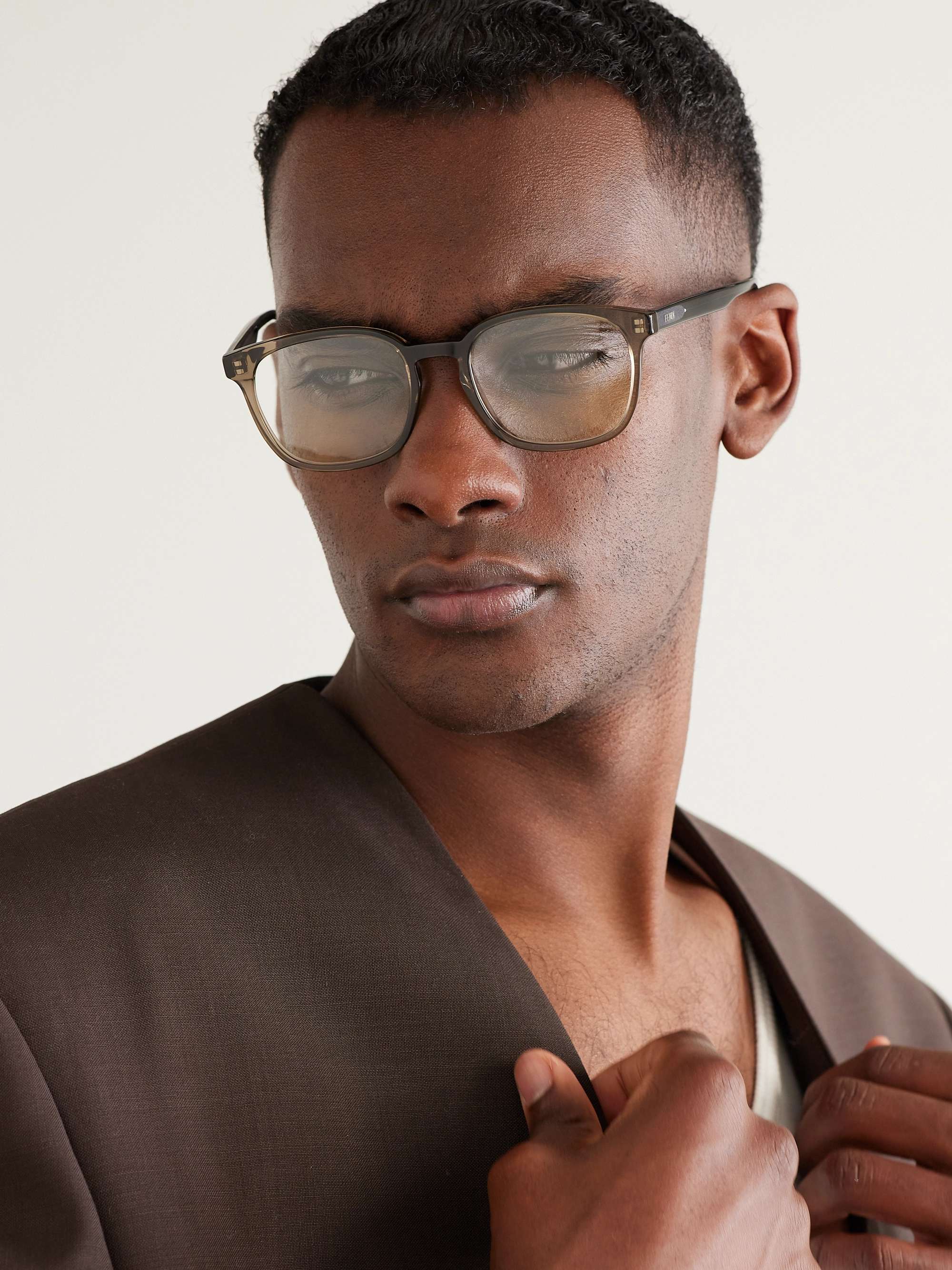 Black D-frame acetate glasses, Fendi Eyewear