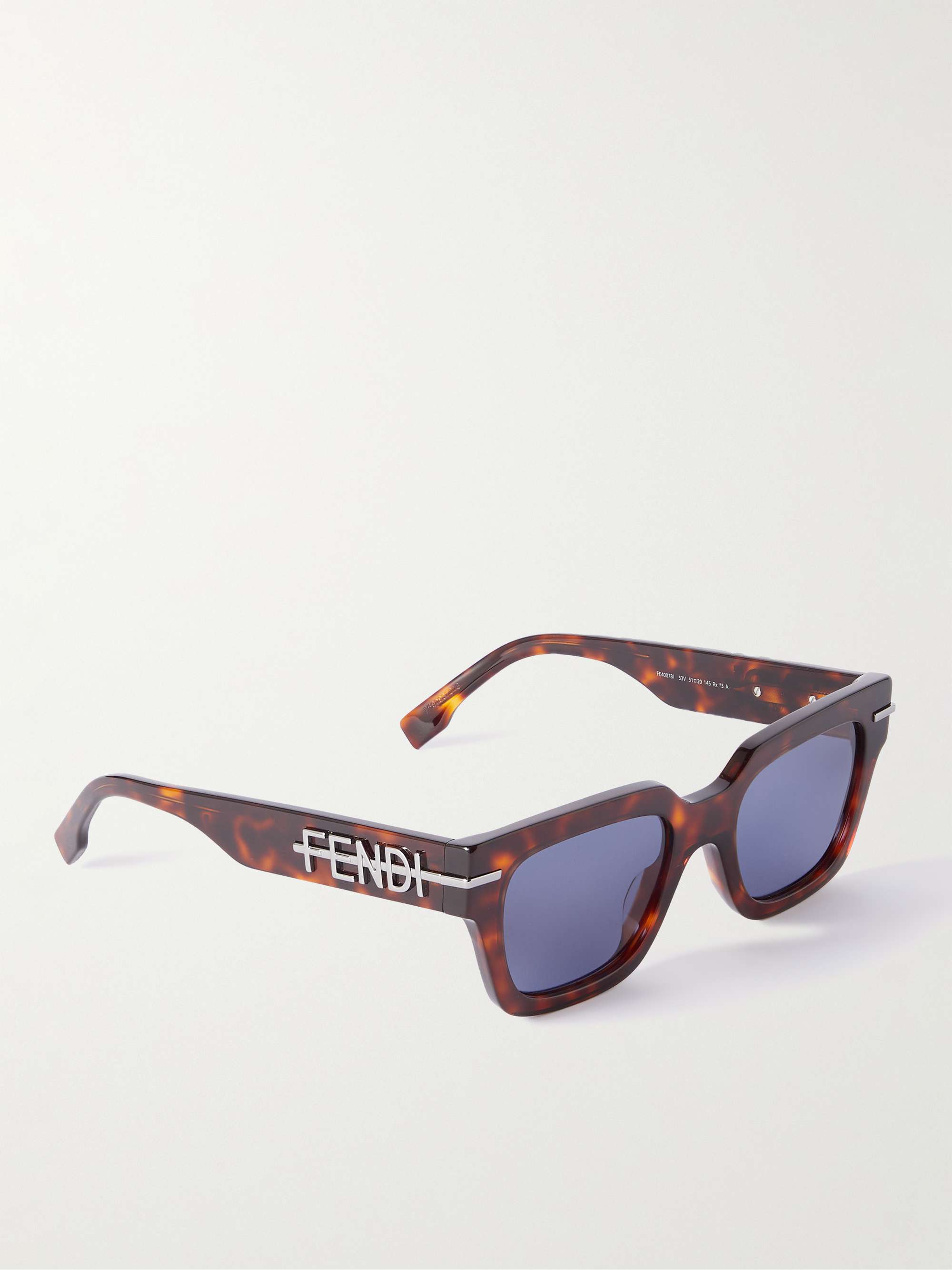 FENDI Fendigraphy Square-Frame Tortoiseshell Acetate Sunglasses for Men ...