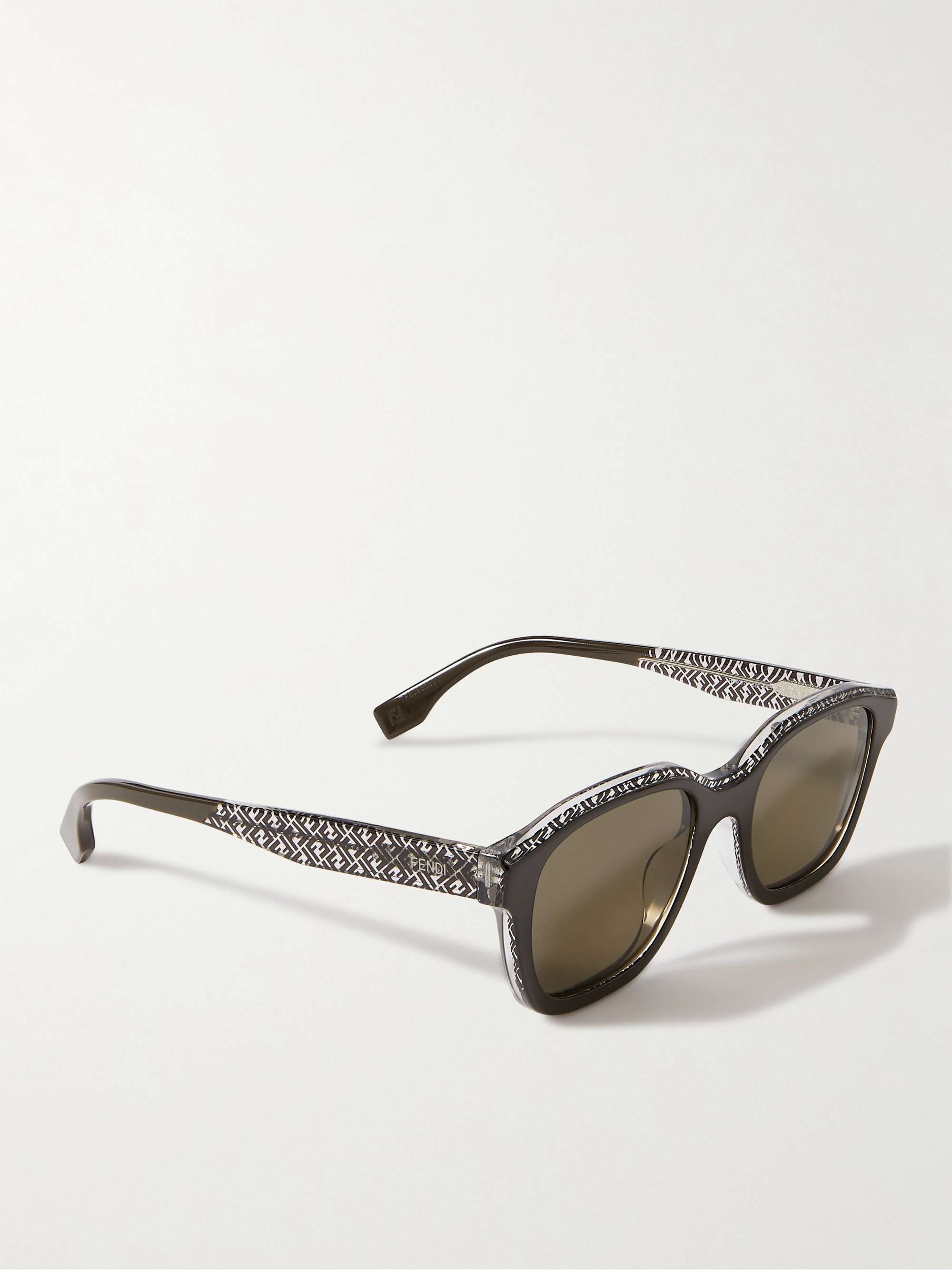 FENDI D-Frame Logo-Print Acetate Sunglasses