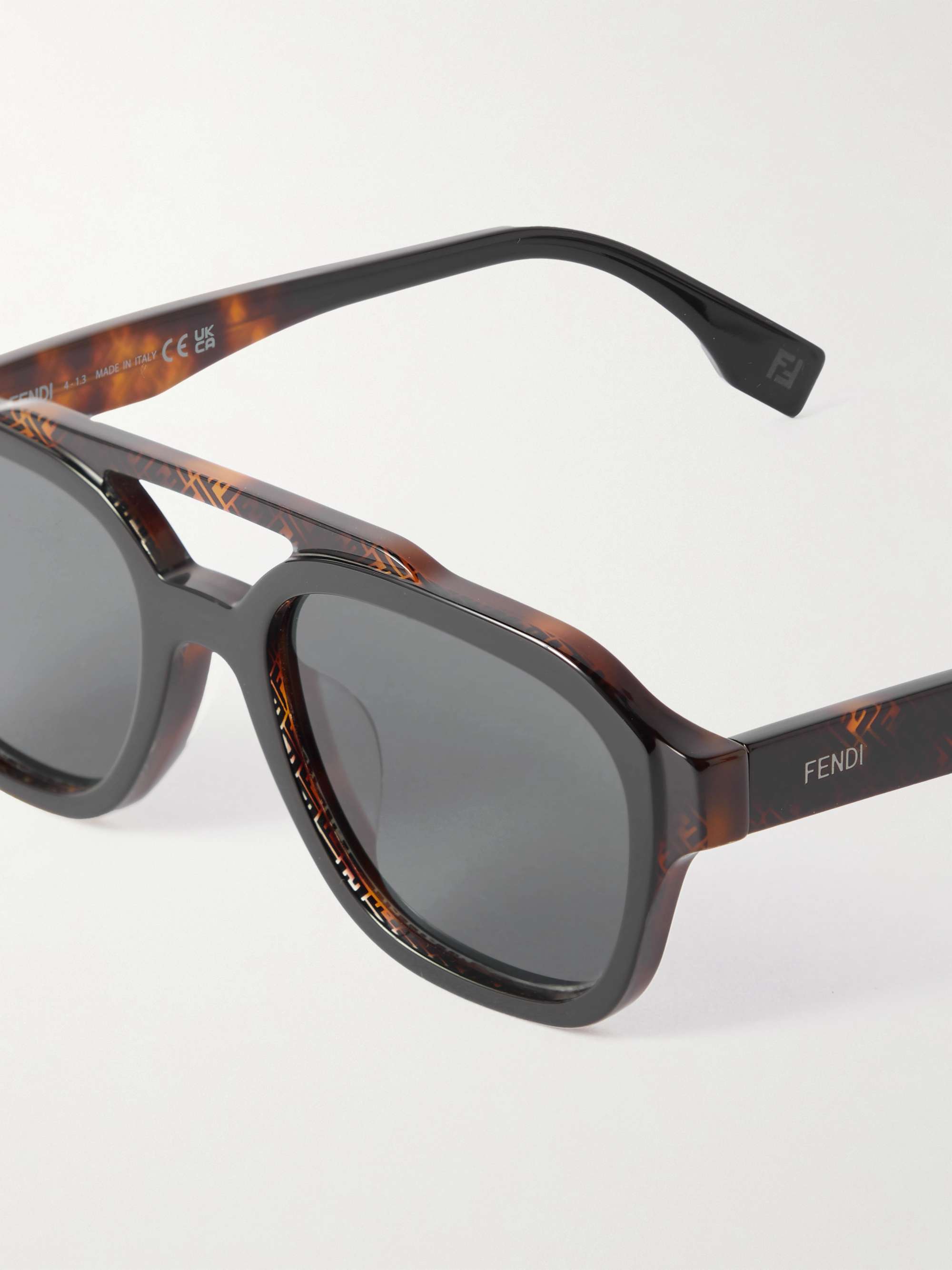 Black FF-print D-frame acetate sunglases, Fendi