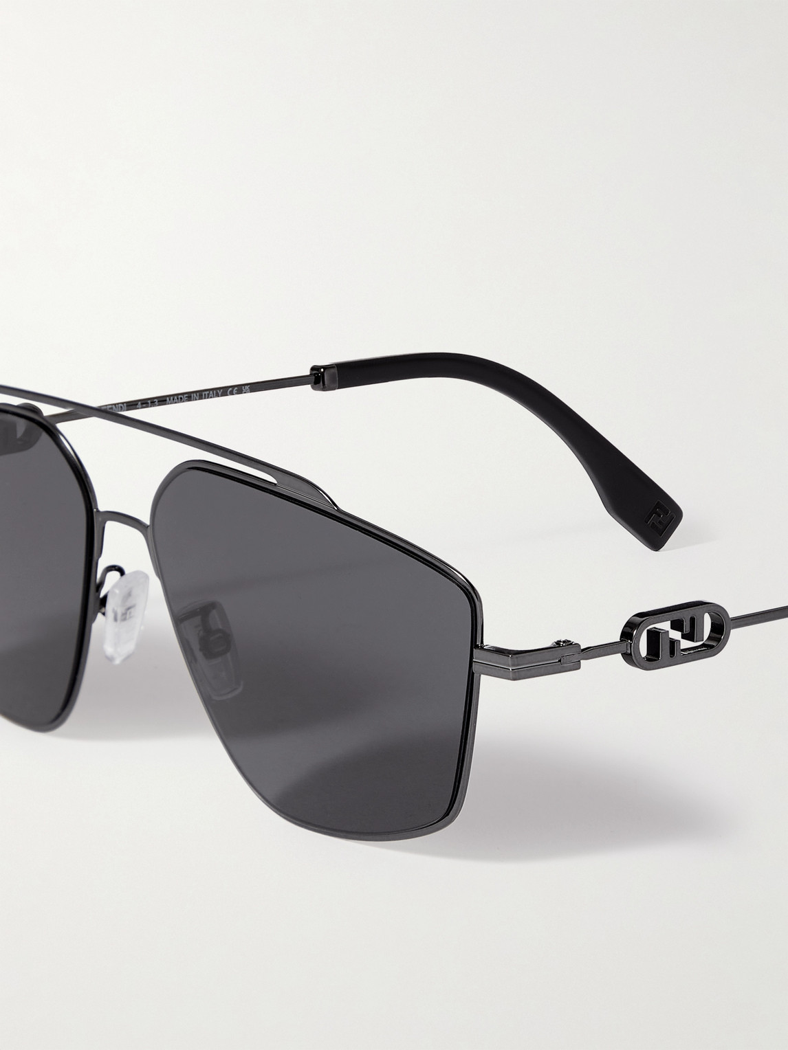 Shop Fendi O'lock Aviator-style Metal Sunglasses In Black