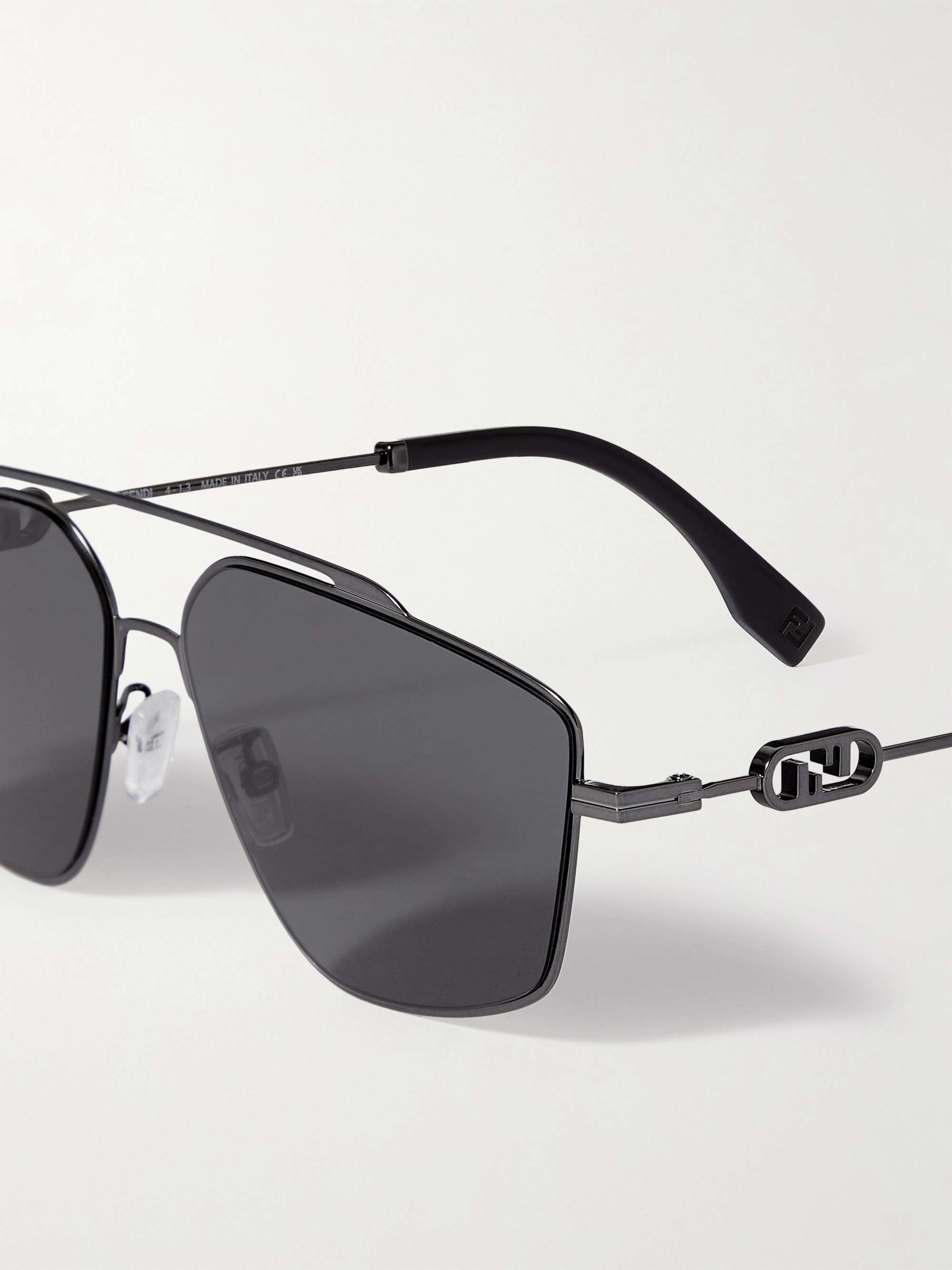 FENDI O'Lock Aviator-Style Metal Sunglasses