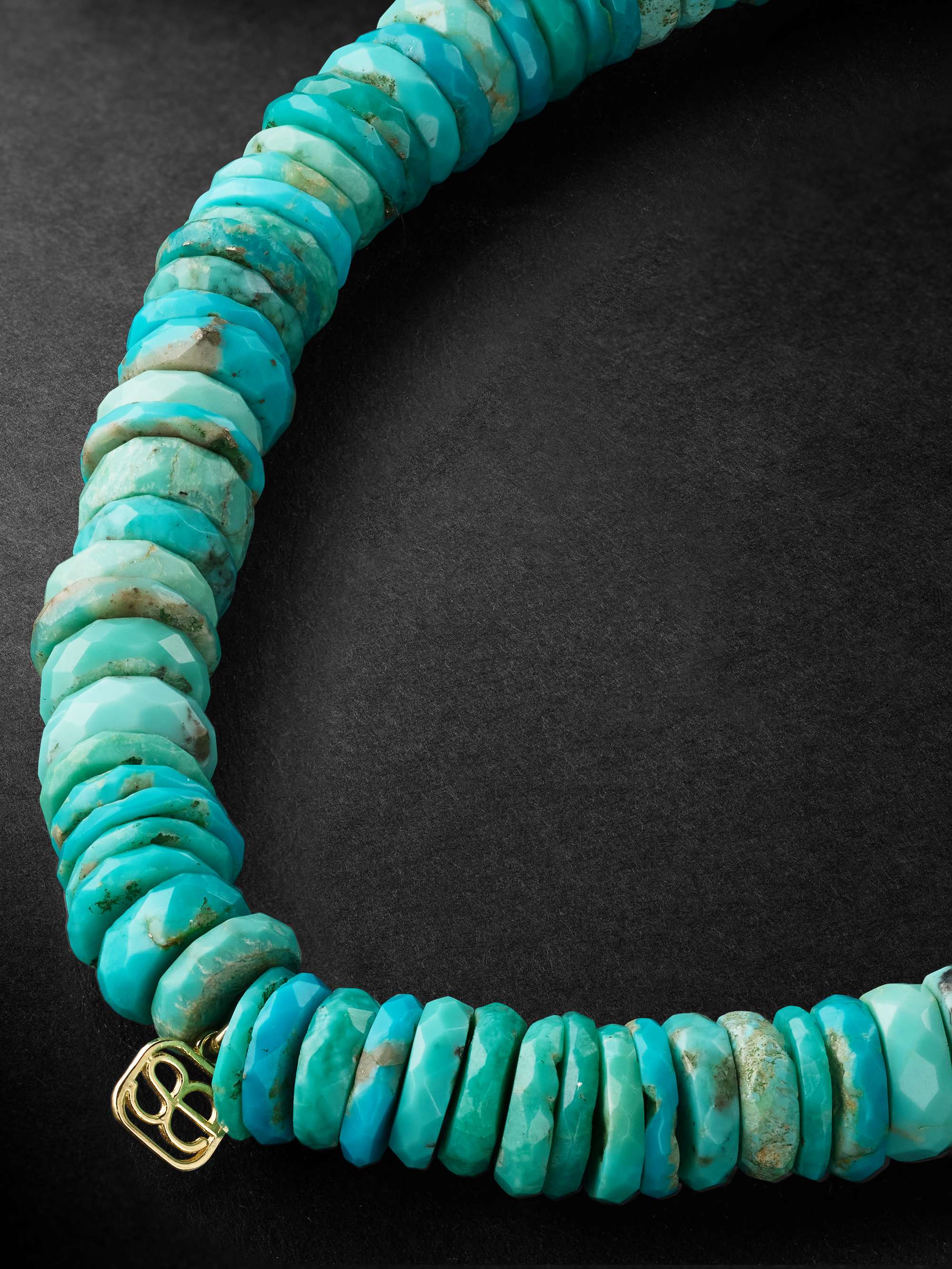 SYDNEY EVAN Rocket Charm Gold, Diamond and Turquoise Beaded Bracelet