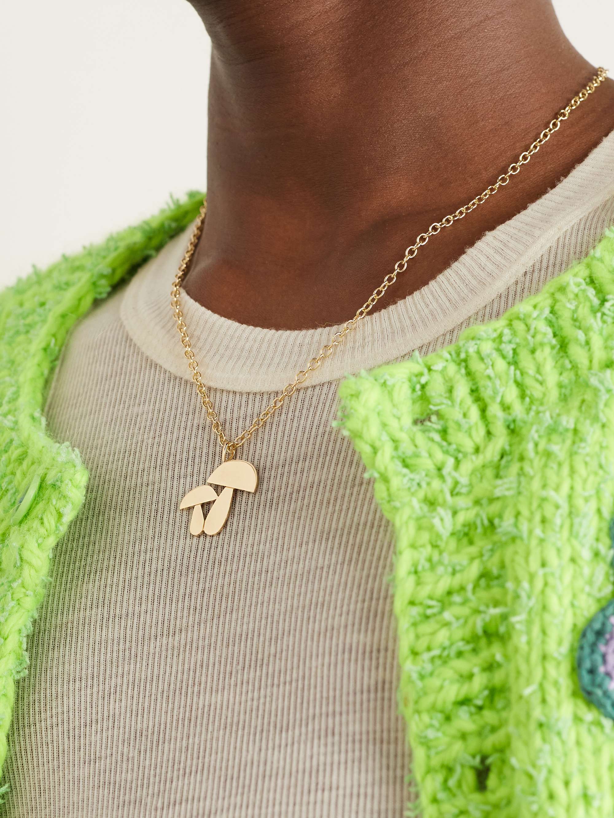 SYDNEY EVAN Mushroom Large Gold Pendant Necklace
