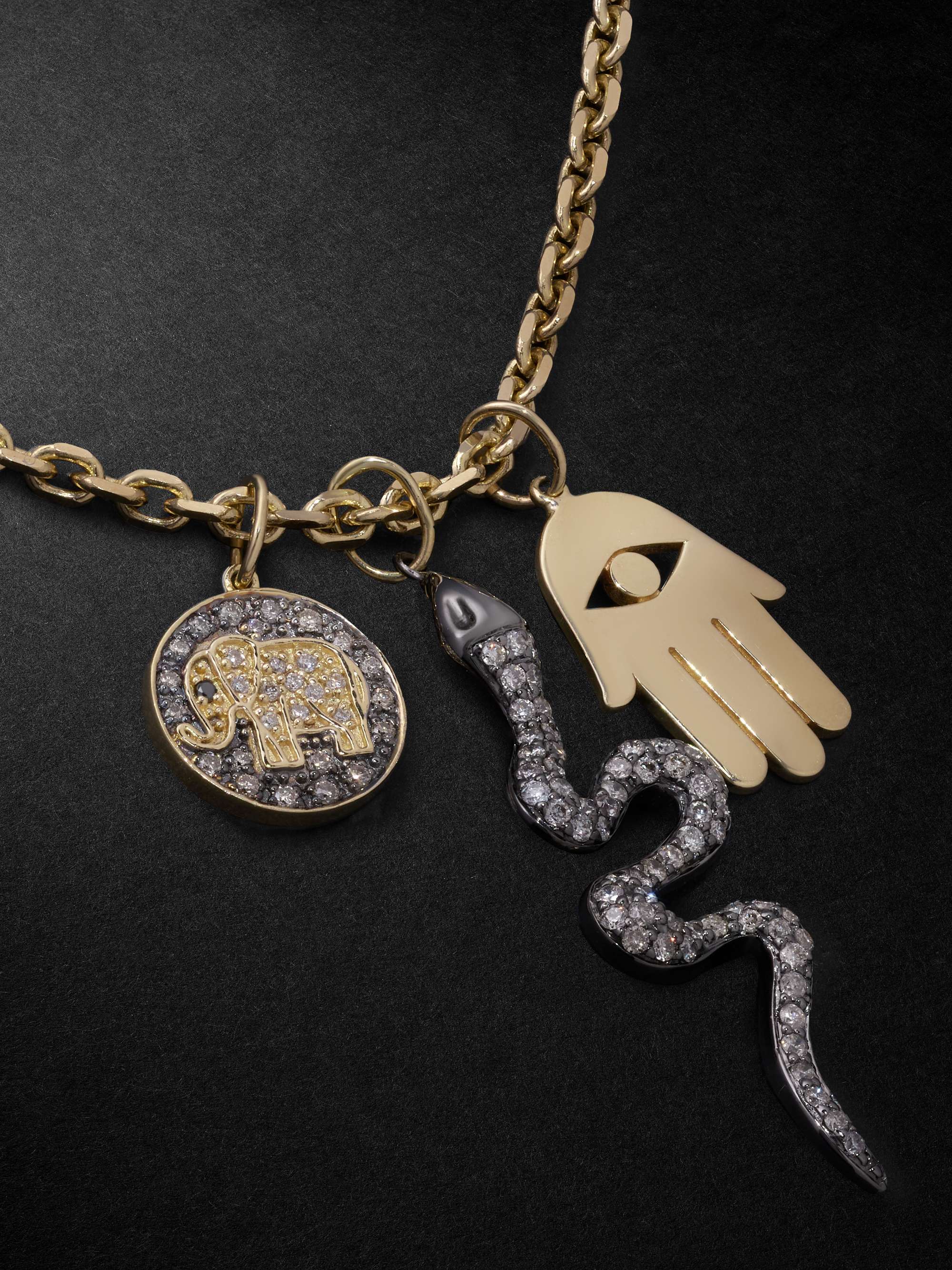 SYDNEY EVAN Elephant Small Gold, Silver and Diamond Necklace