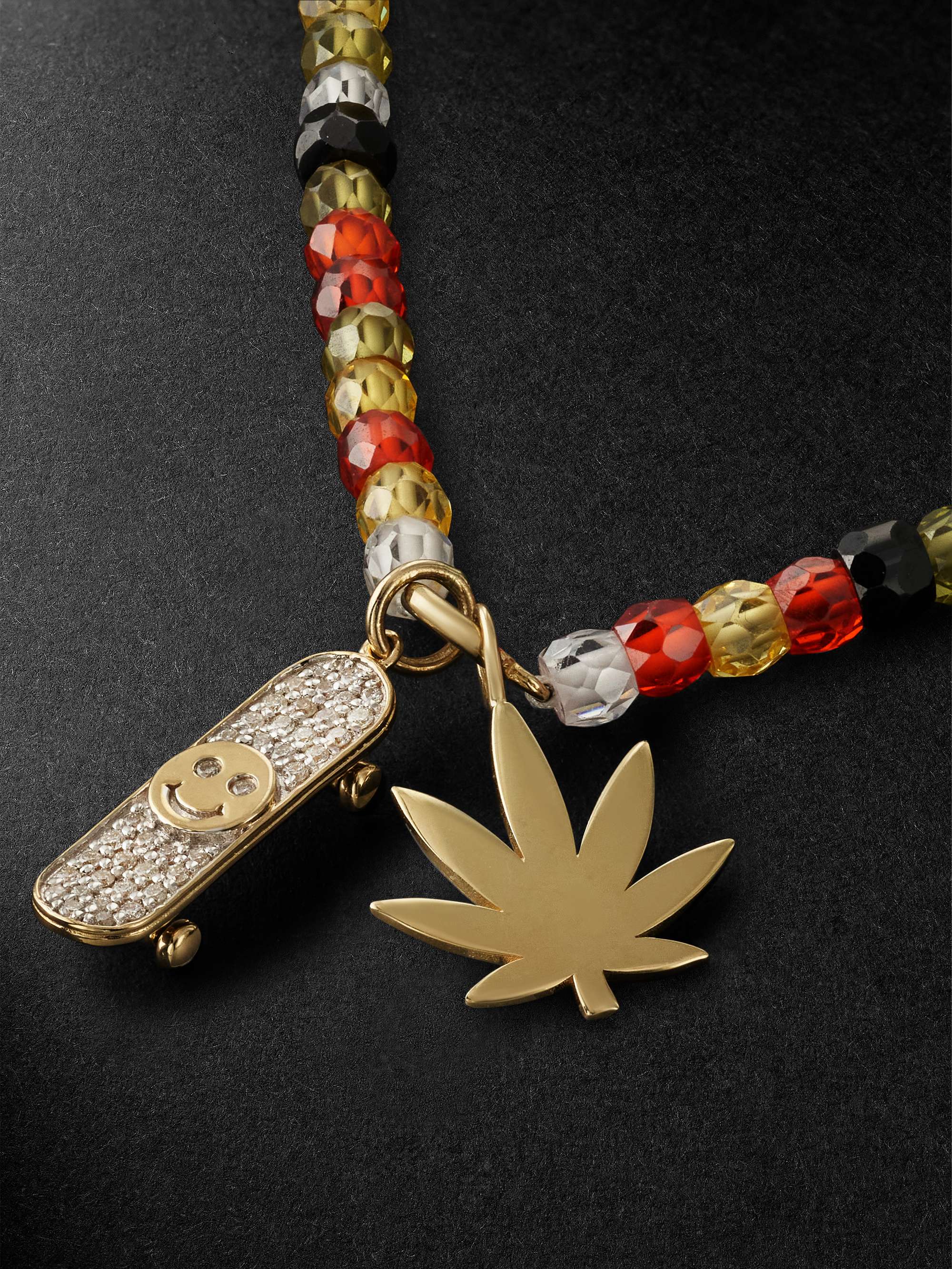 SYDNEY EVAN Skateboard Gold Diamond Beaded Necklace