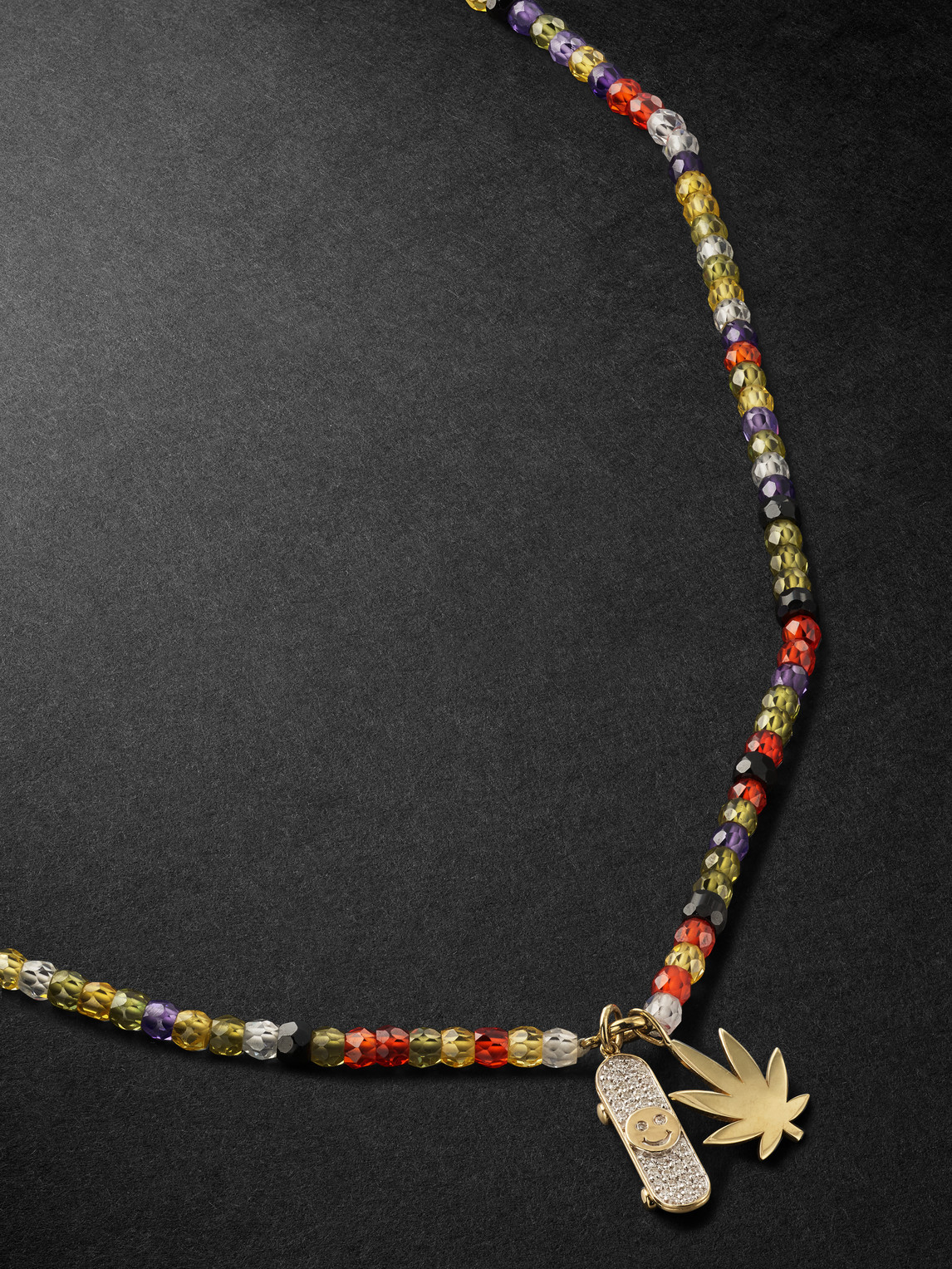 Sydney Evan – Skateboard Gold Diamond Beaded Necklace