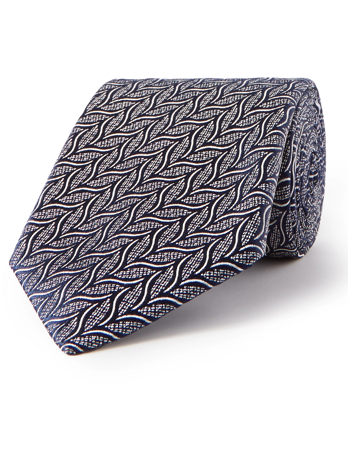 Charvet 7.5cm Silk-jacquard Tie In Navy Silver