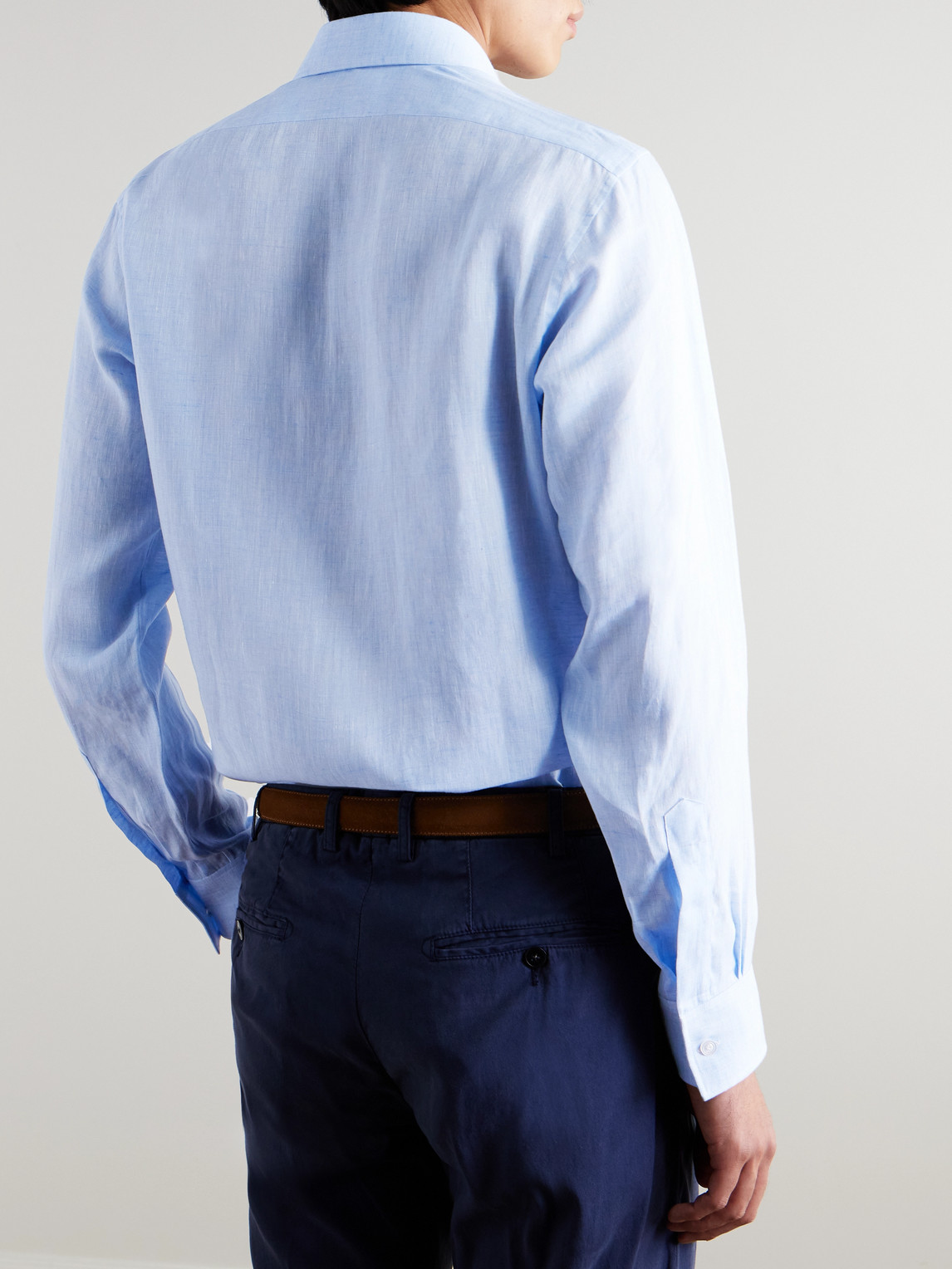 Shop Charvet Linen Shirt In Blue