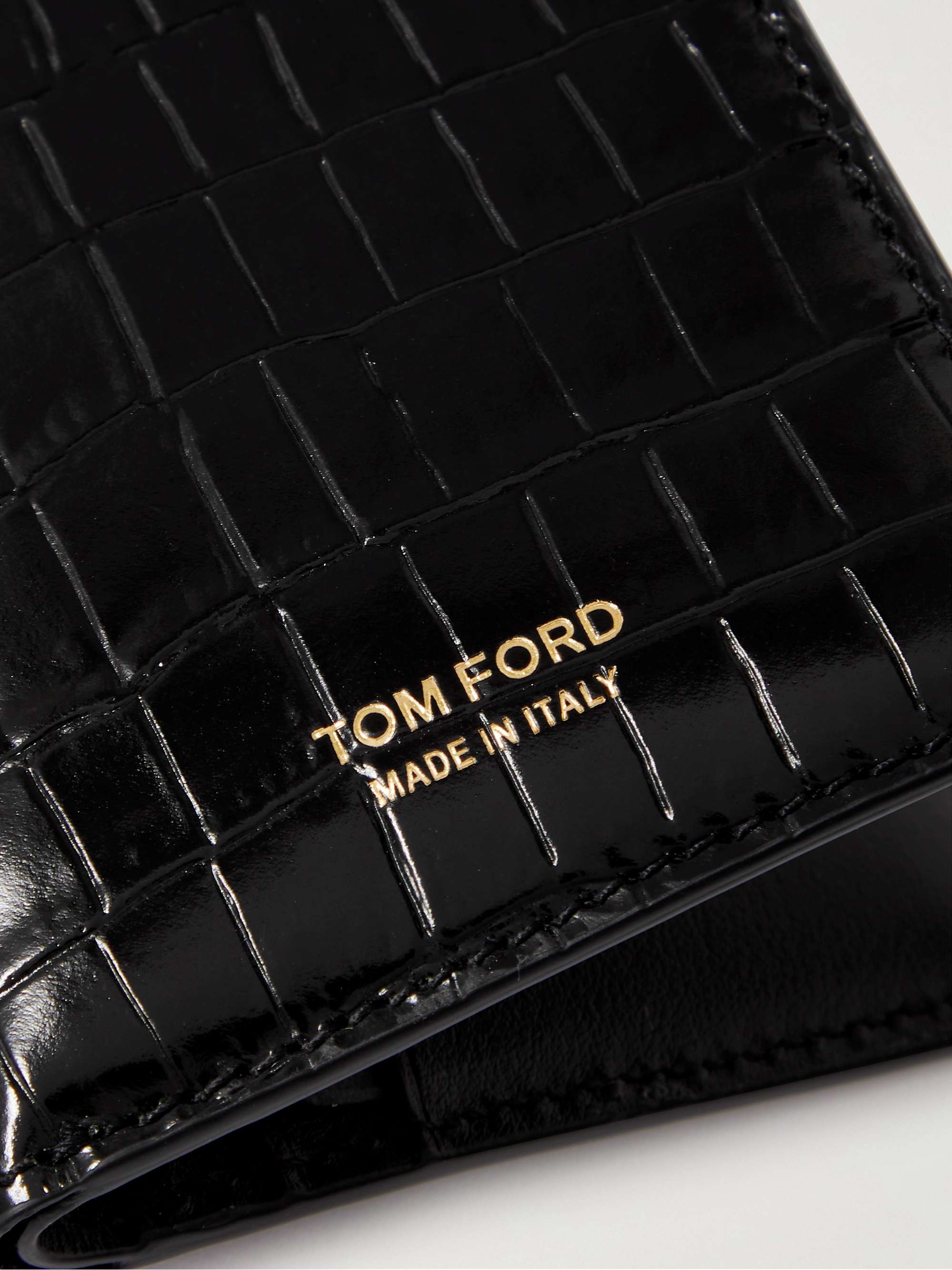 crocodile-embossed patent leather wallet, TOM FORD