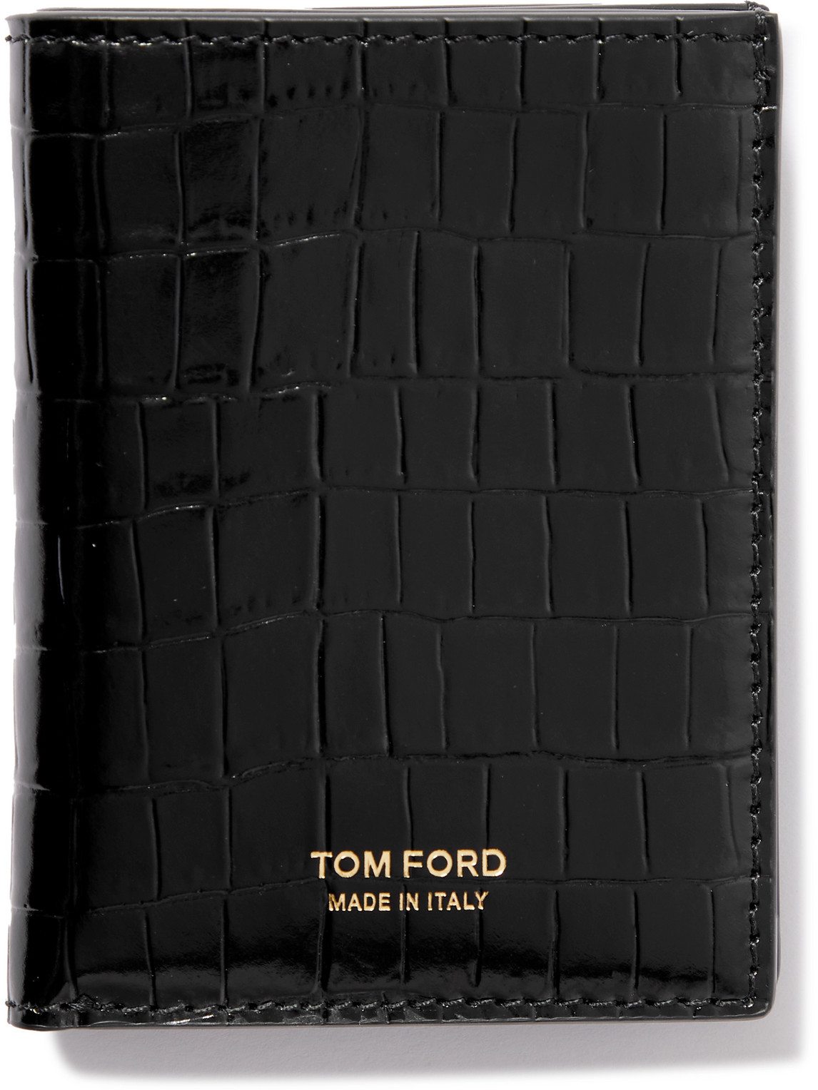 Tom Ford Croc-effect Leather Bifold Cardholder In Black