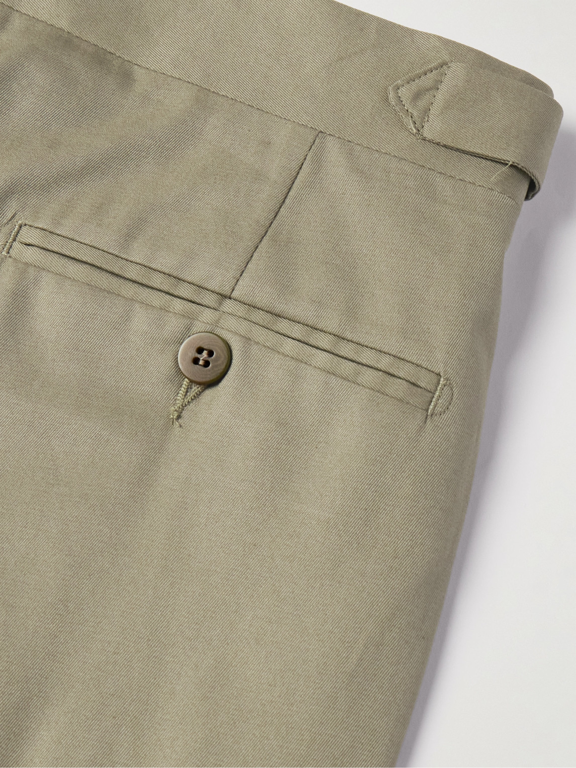 Shop Stòffa Tapered Pleated Cotton-twill Trousers In Green