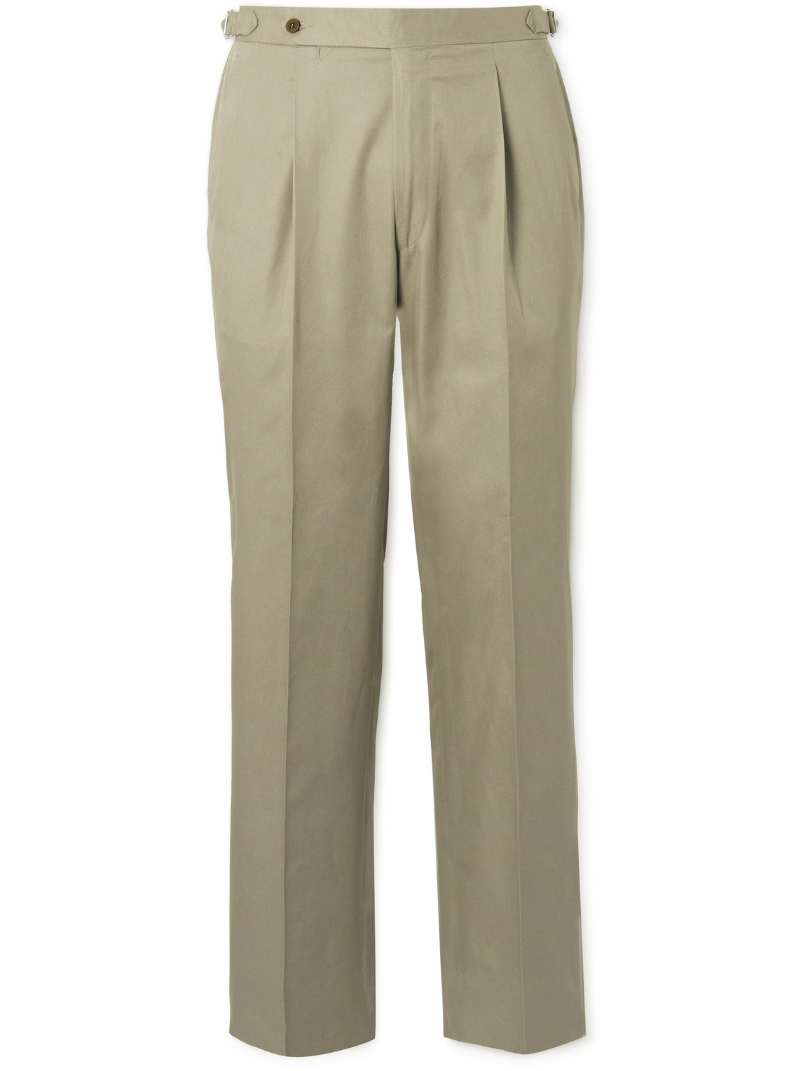 Stòffa Tapered Pleated Cotton-twill Trousers In Green