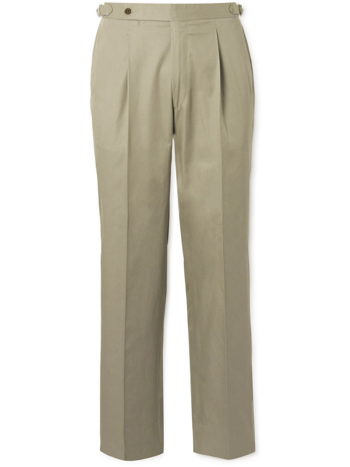 Tapered Pleated Cotton-Twill Trousers