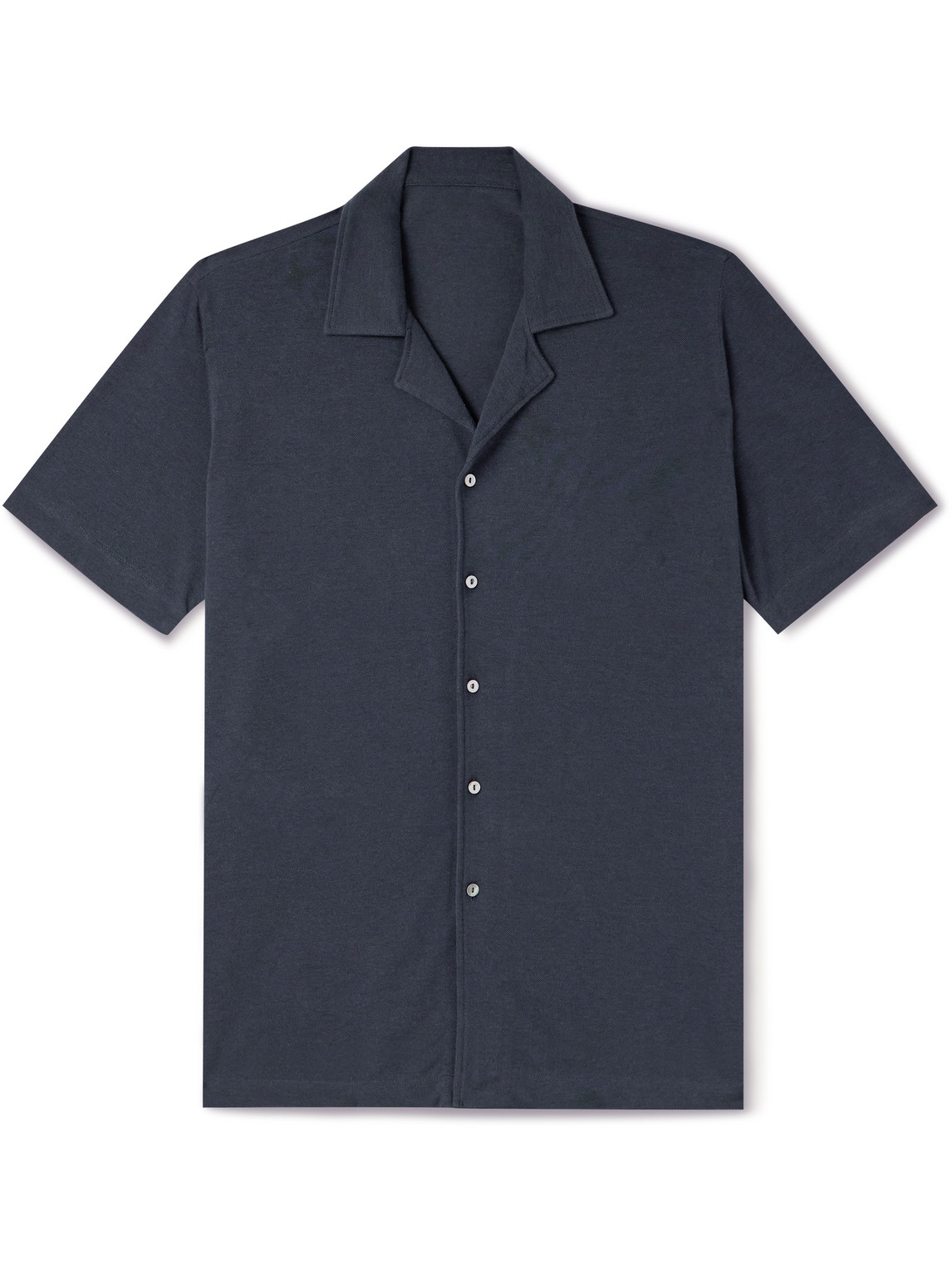 Stòffa Camp-collar Cotton-piqué Shirt In Blue