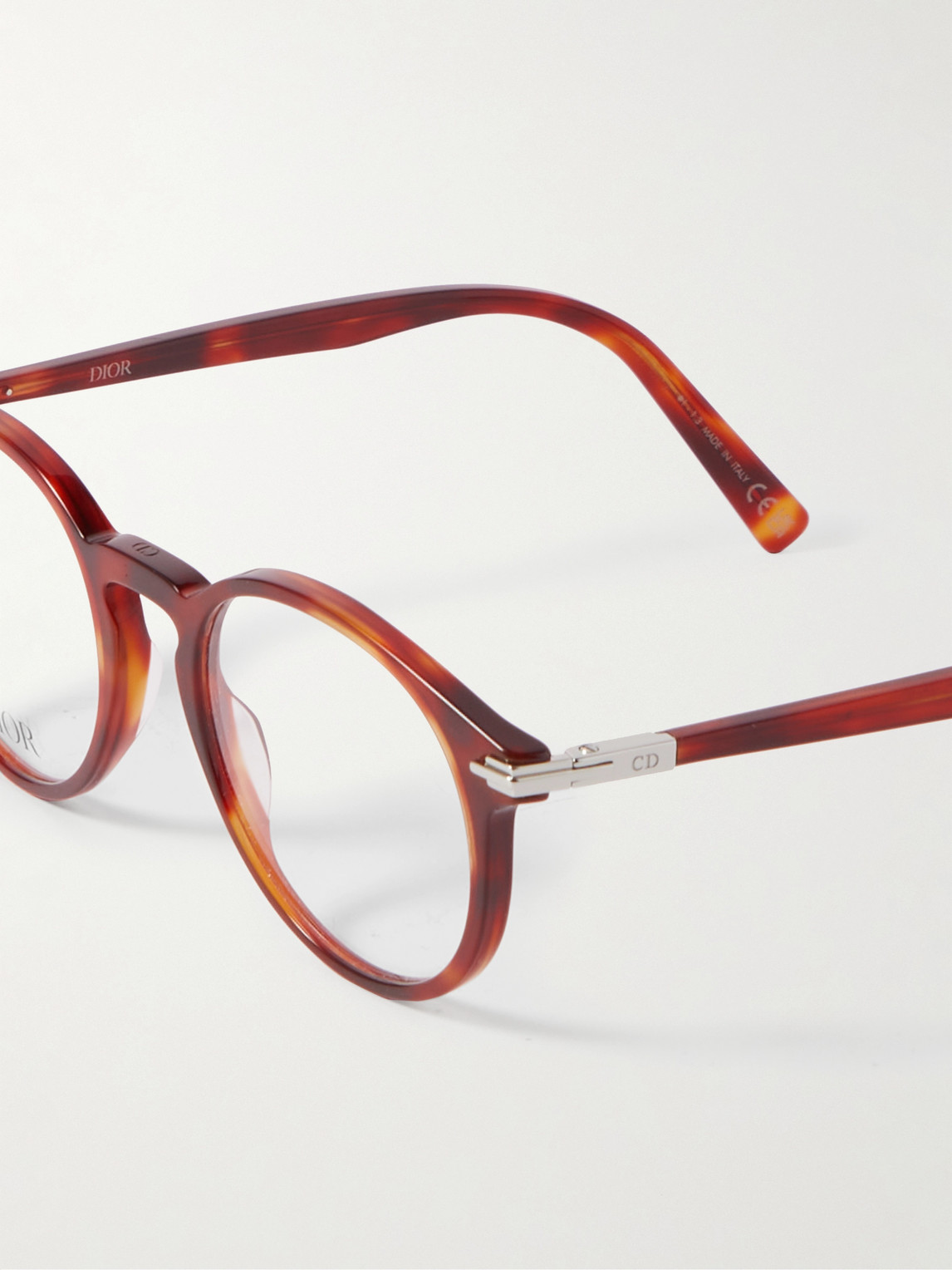 Shop Dior Blacksuito R6i Round-frame Tortoiseshell Acetate Optical Glasses