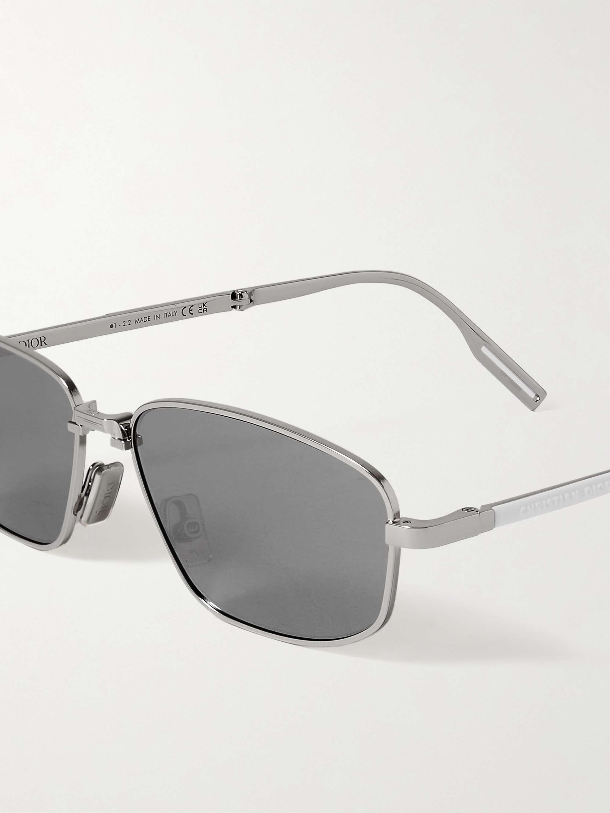 DIOR EYEWEAR Dior90 S1U Rectangular-Frame Silver-Tone Sunglasses