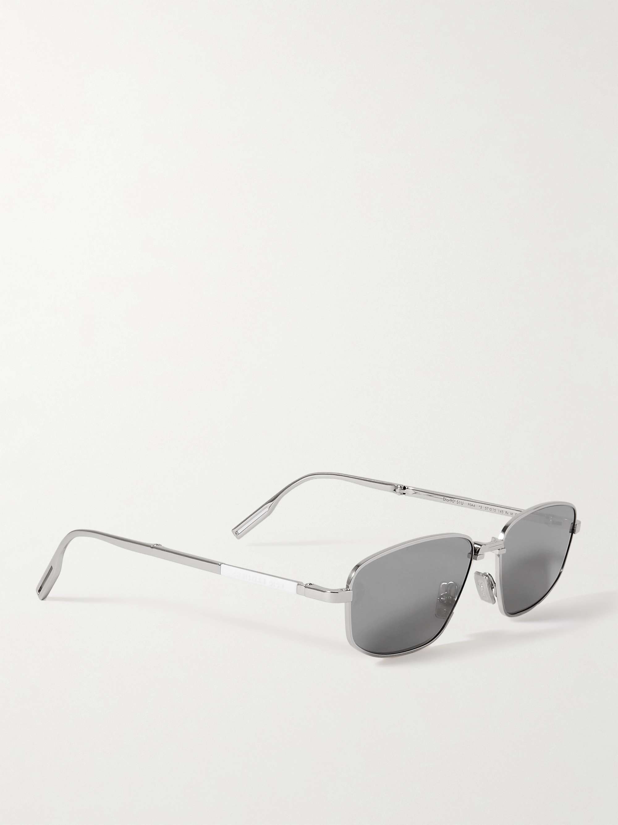 DIOR EYEWEAR Dior90 S1U Rectangular-Frame Silver-Tone Sunglasses