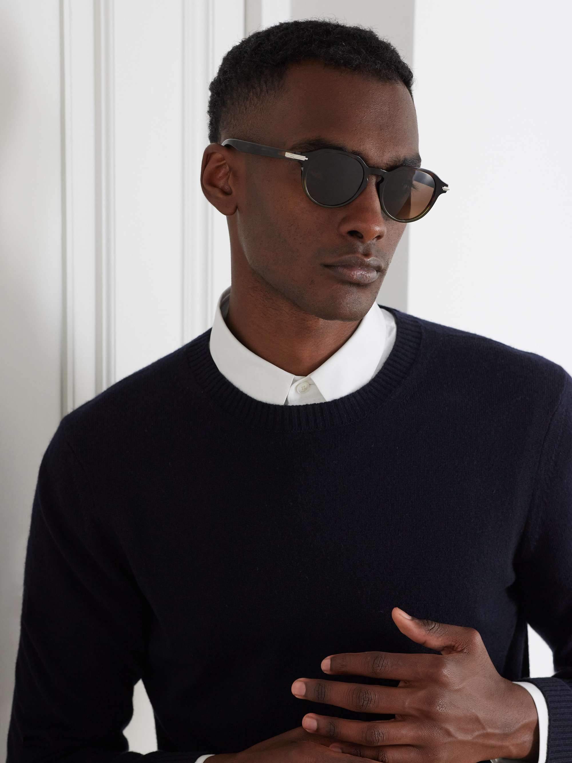 DIOR EYEWEAR DiorBlackSuit R2I Round-Frame Tortoiseshell Acetate Sunglasses