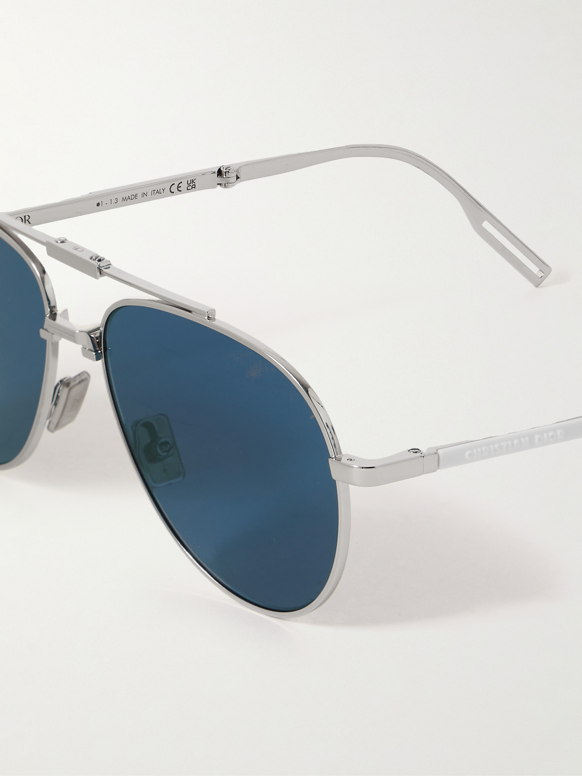 Shop Dior 90 A1u Aviator-style Silver-tone Sunglasses
