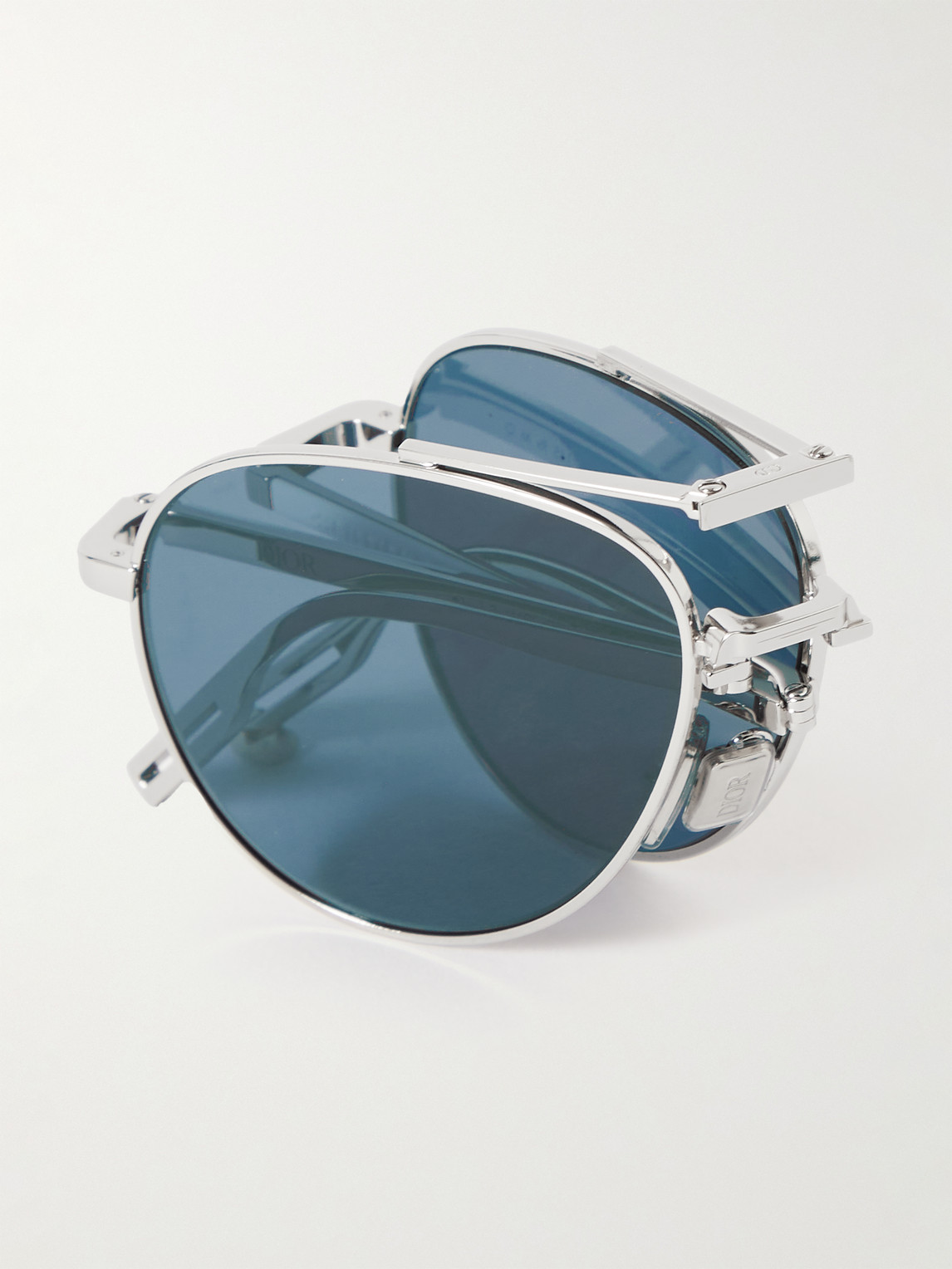 Shop Dior 90 A1u Aviator-style Silver-tone Sunglasses