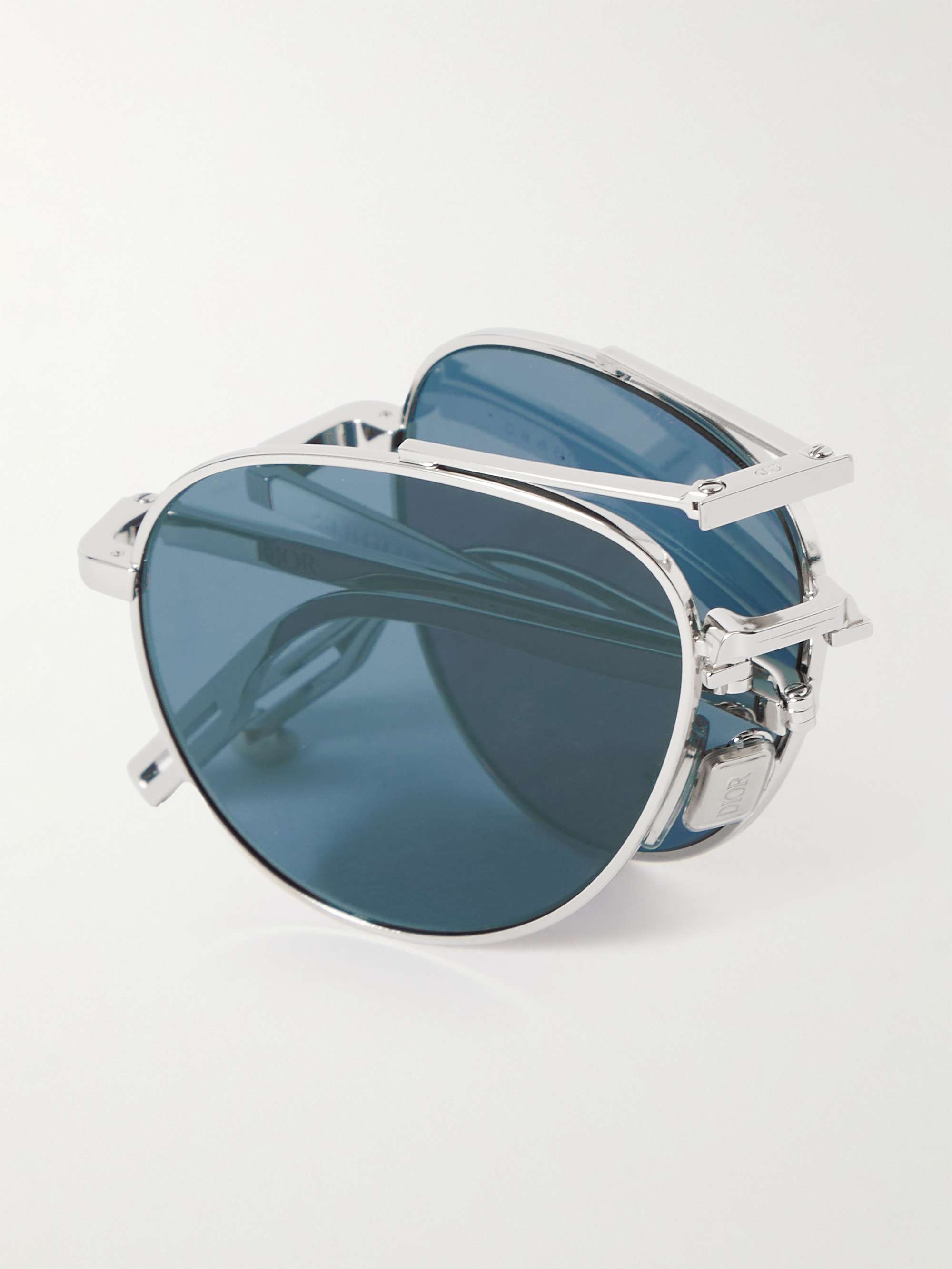 DIOR EYEWEAR Dior90 A1U Aviator-Style Silver-Tone Sunglasses for Men ...