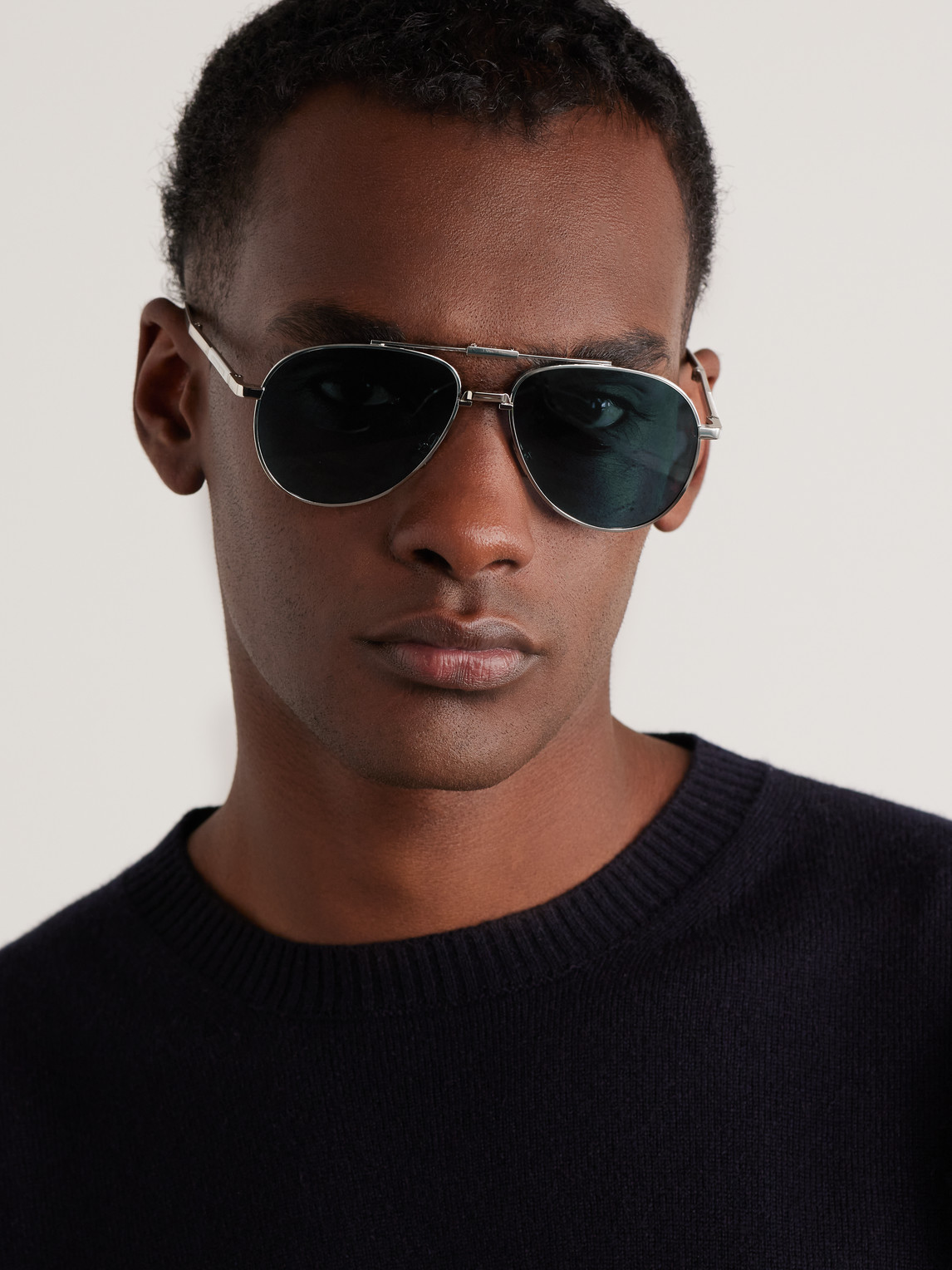 Shop Dior 90 A1u Aviator-style Silver-tone Sunglasses