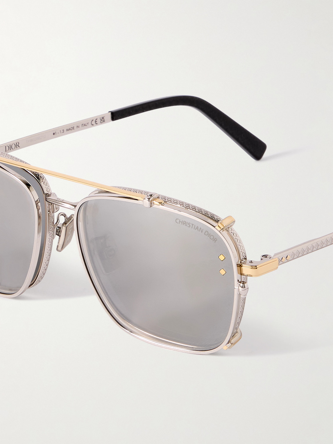 Shop Dior Cd Diamond S4u Aviator-style Silver-tone Sunglasses