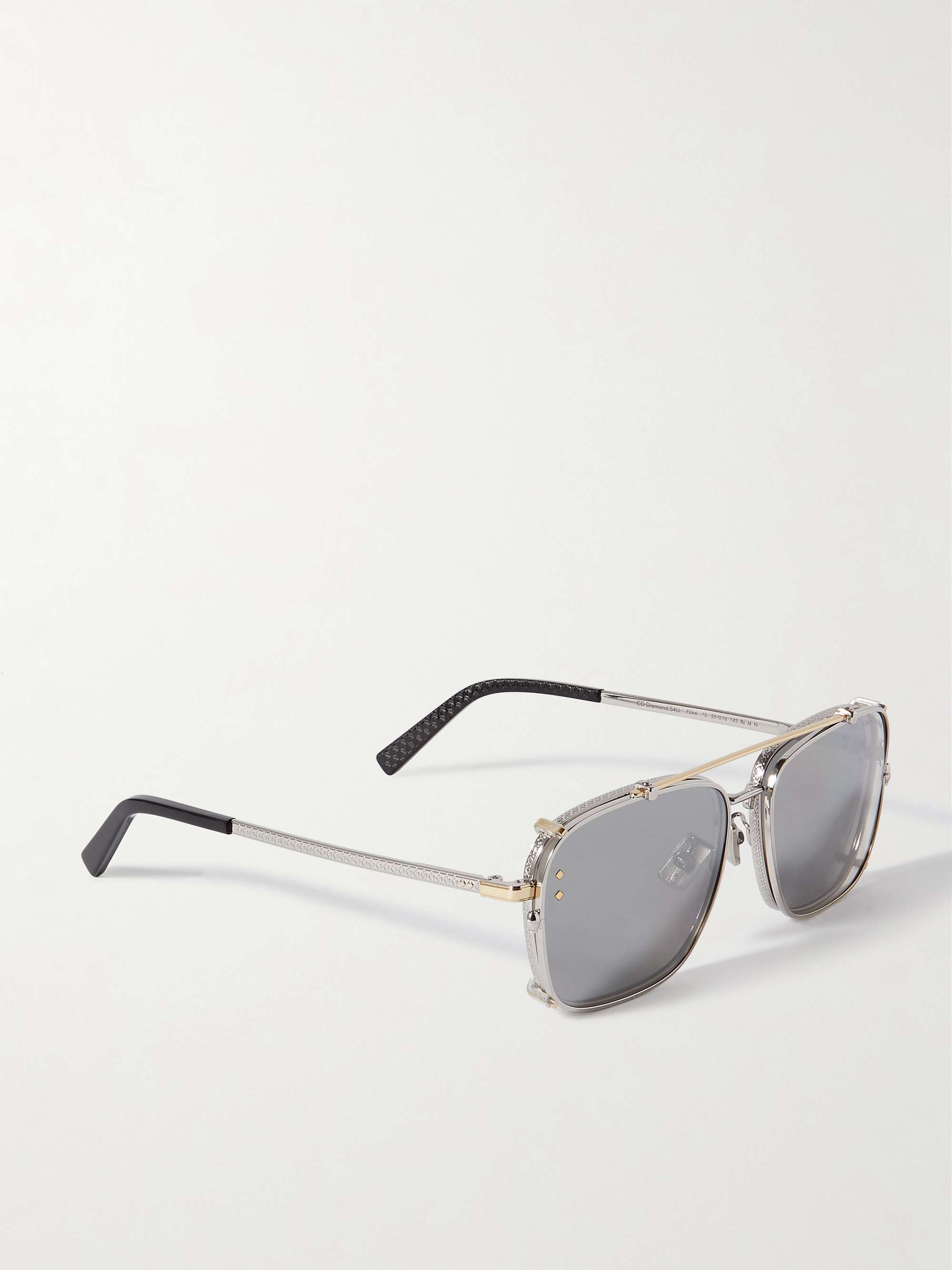 DIOR EYEWEAR CD Diamond S4U Aviator-Style Silver-Tone Sunglasses