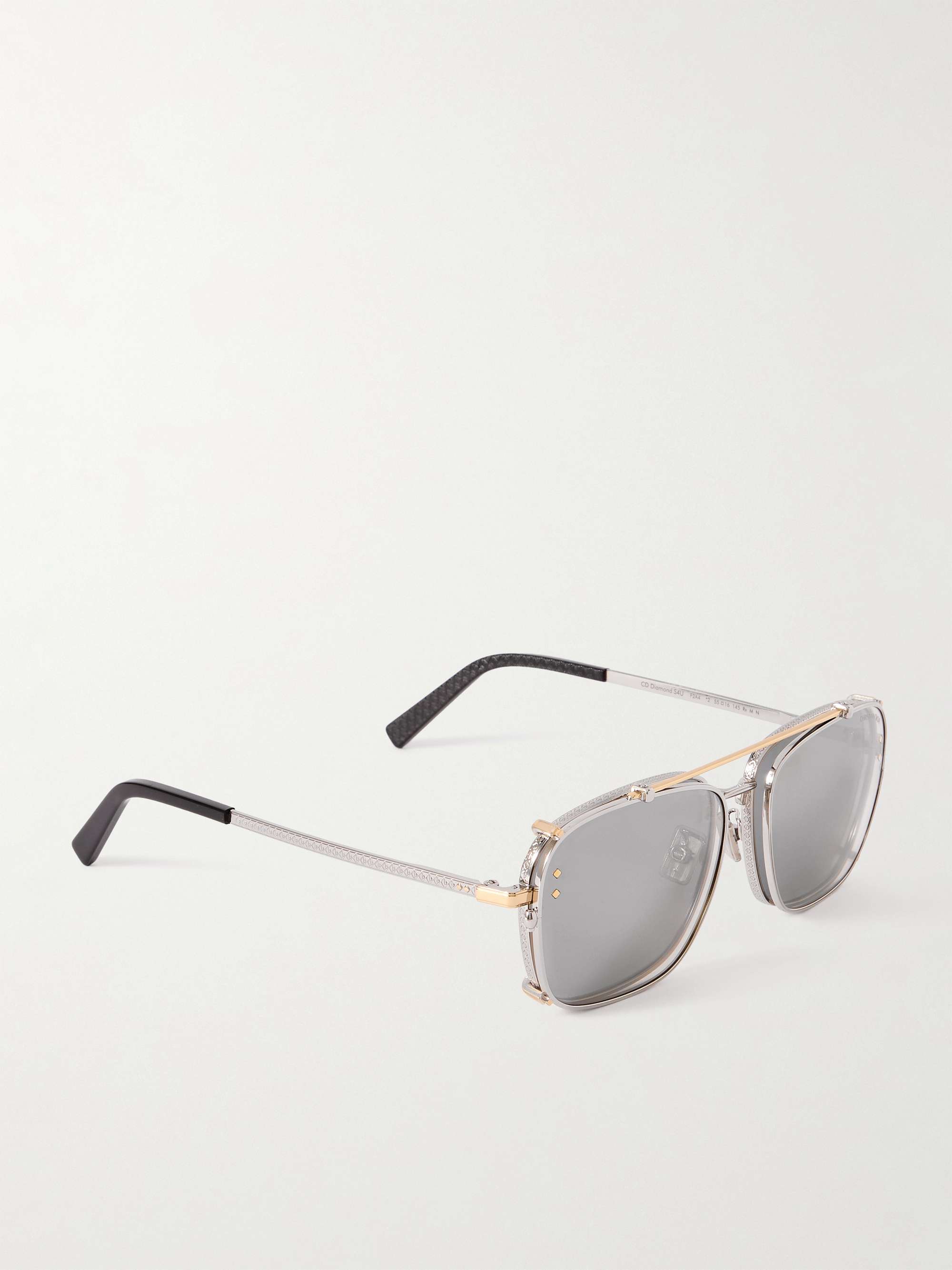 DIOR EYEWEAR CD Diamond S4U Aviator-Style Silver-Tone Sunglasses
