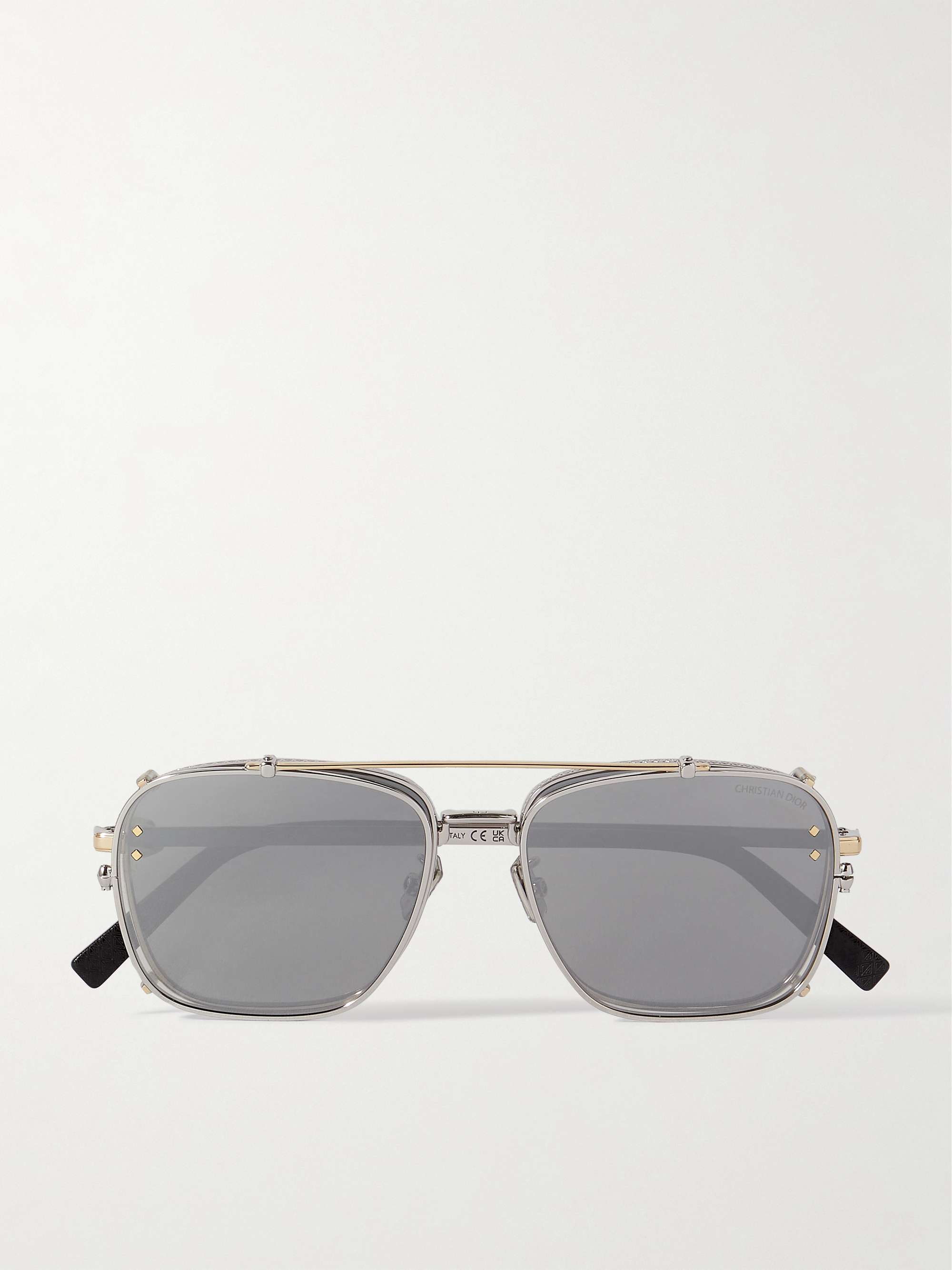 DIOR EYEWEAR CD Diamond S4U Aviator-Style Silver-Tone Sunglasses