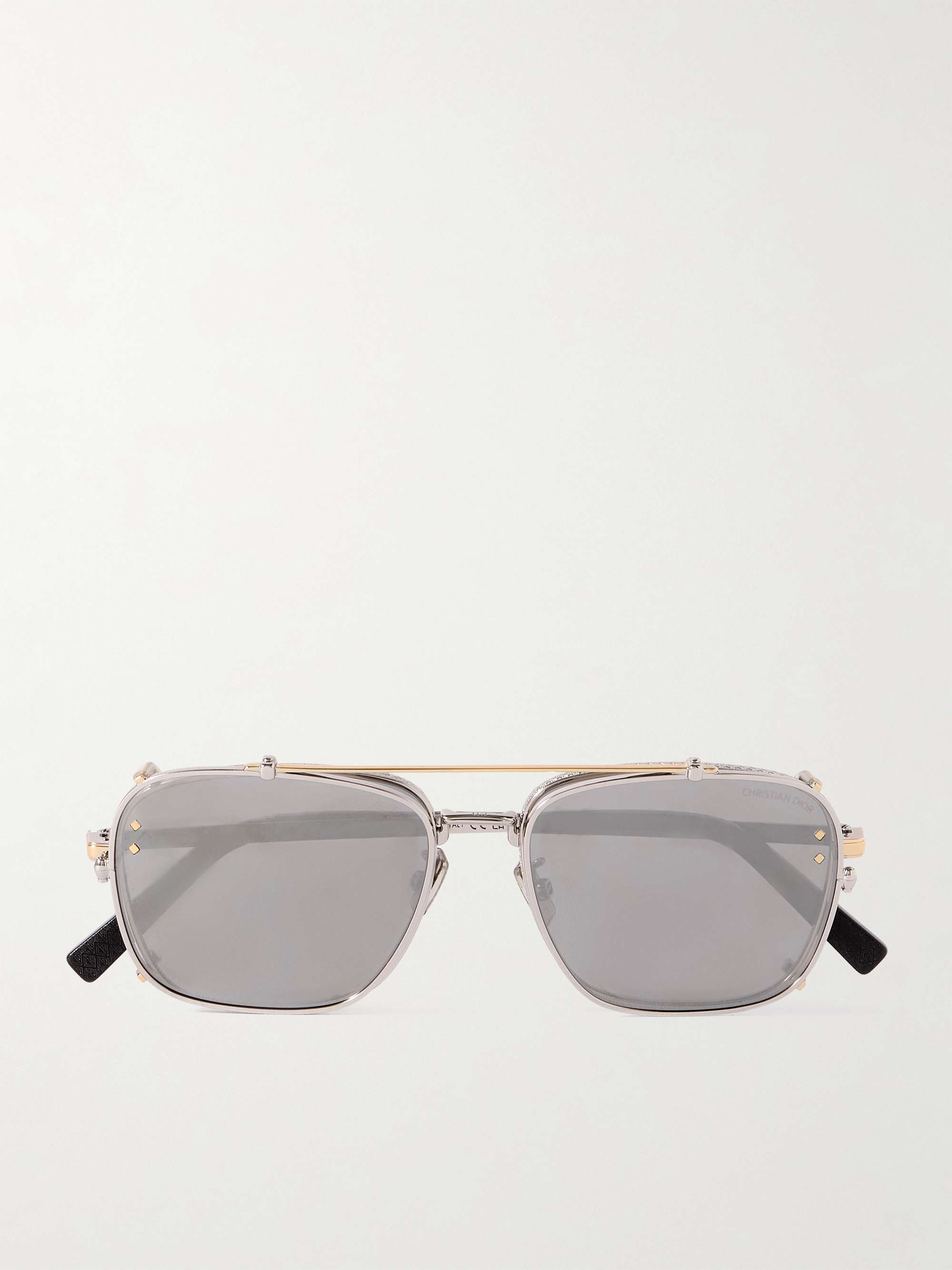 SAINT LAURENT EYEWEAR Leon aviator-style silver-tone sunglasses