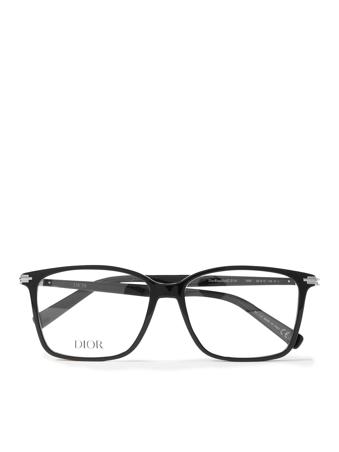 Dior Blacksuit S14l Square-frame Acetate And Silver-tone Optical Glasses In Black