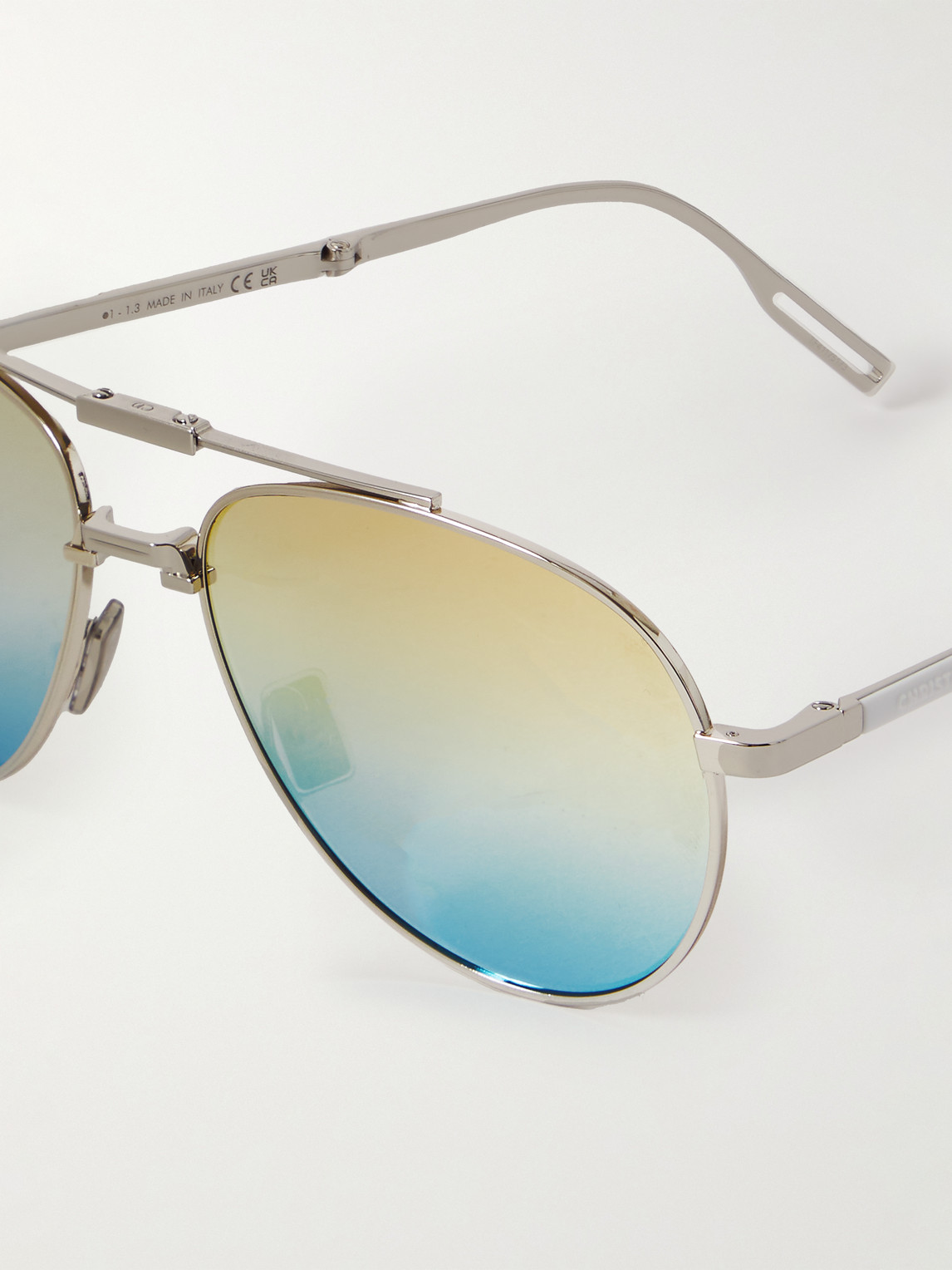 Shop Dior 90 A1u Aviator-style Silver-tone Sunglasses