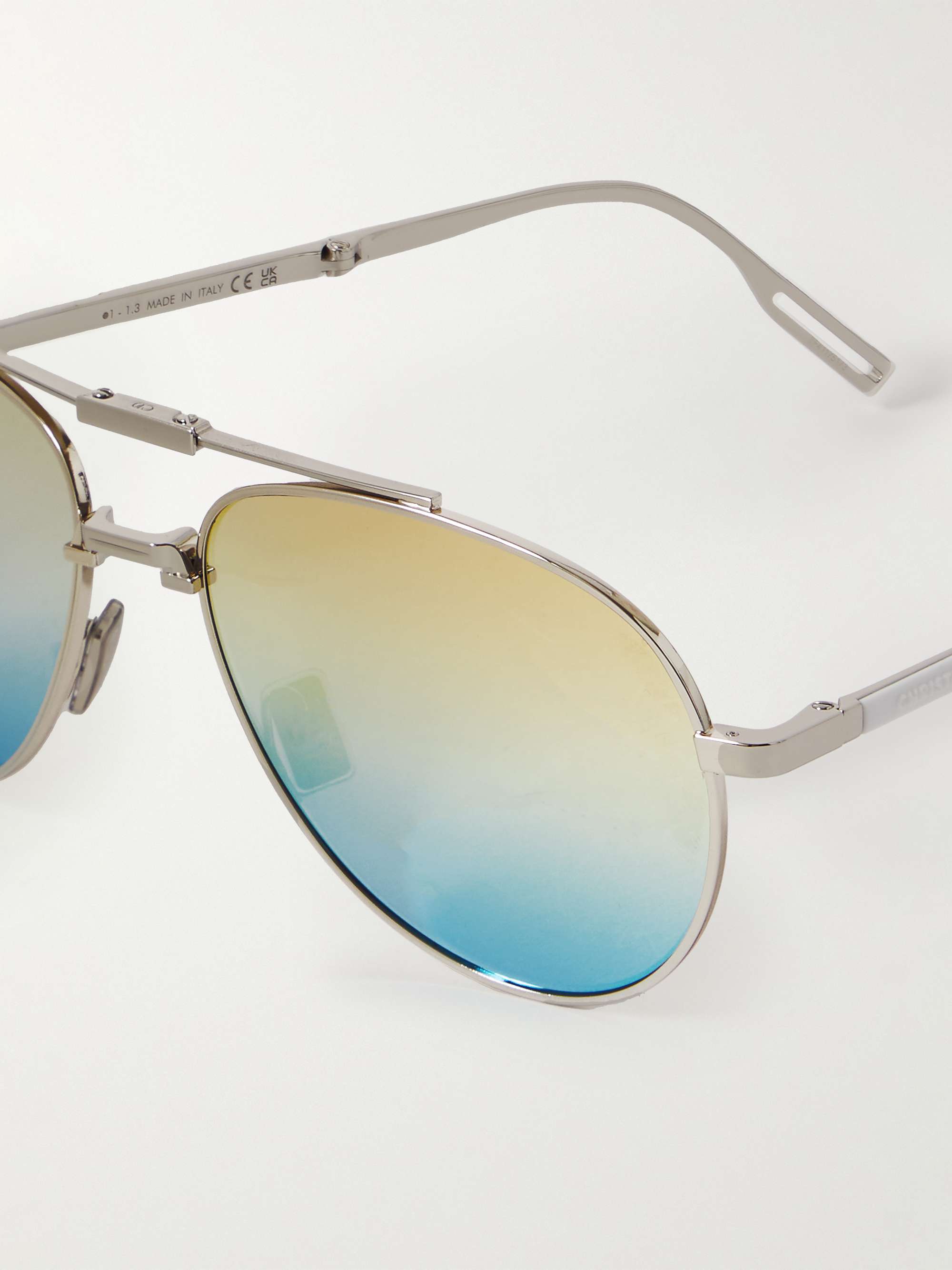 DIOR EYEWEAR Dior90 A1U Aviator-Style Silver-Tone Sunglasses for Men ...