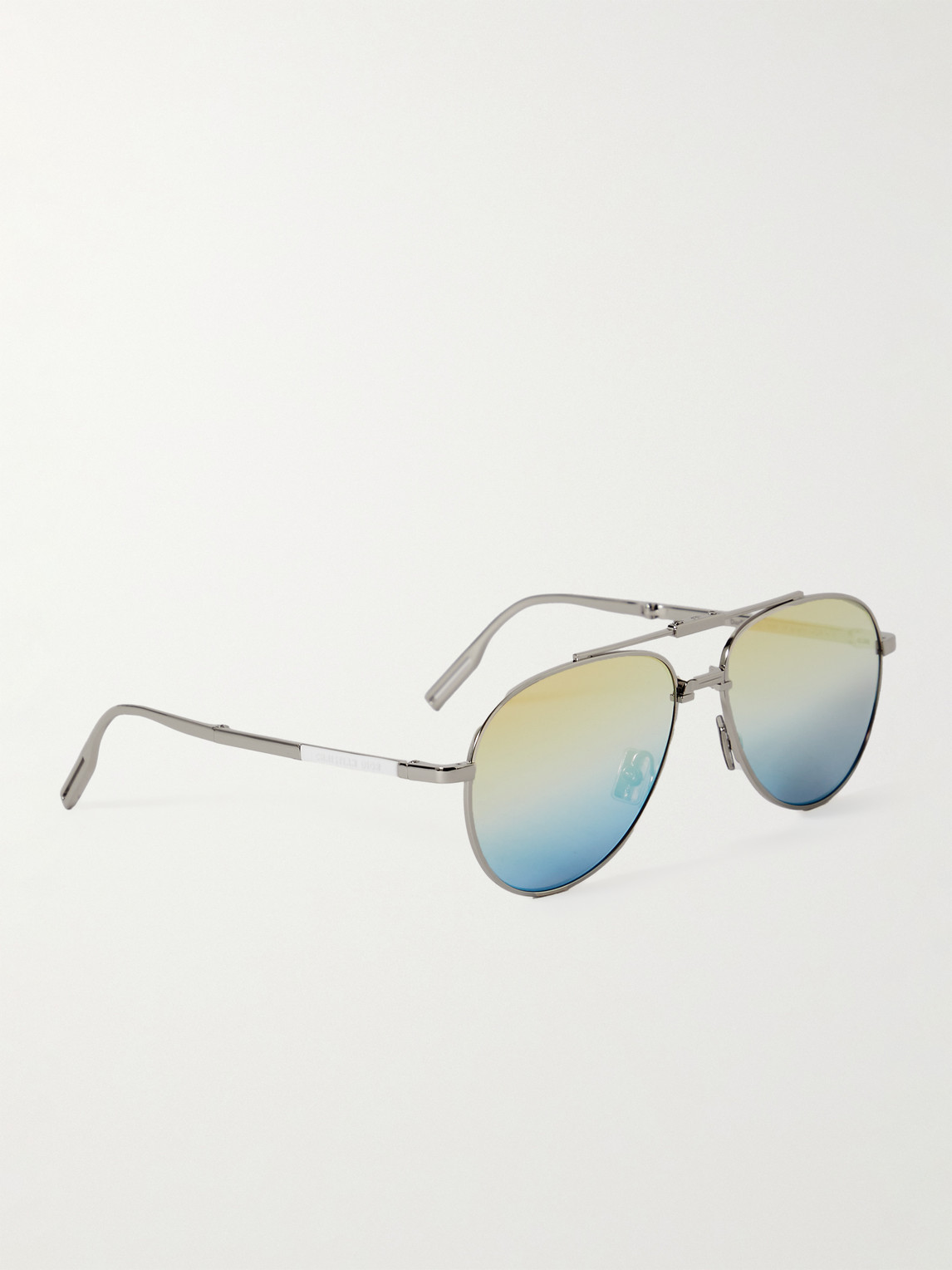 Shop Dior 90 A1u Aviator-style Silver-tone Sunglasses