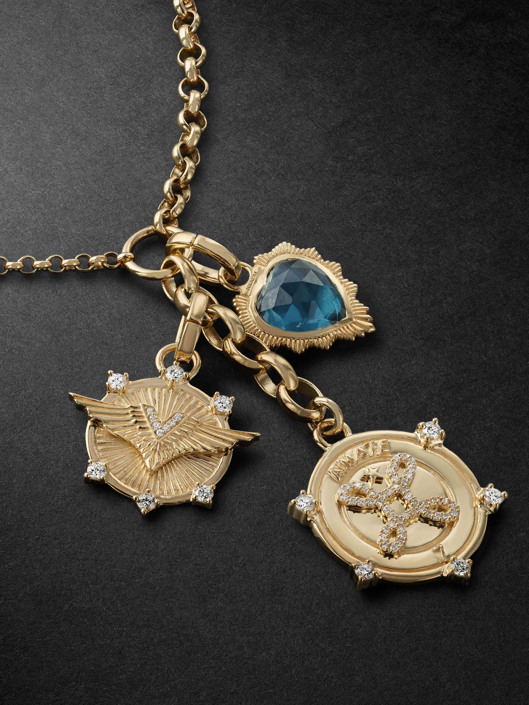 FOUNDRAE Mixed Belcher Gold, Diamond and Topaz Necklace