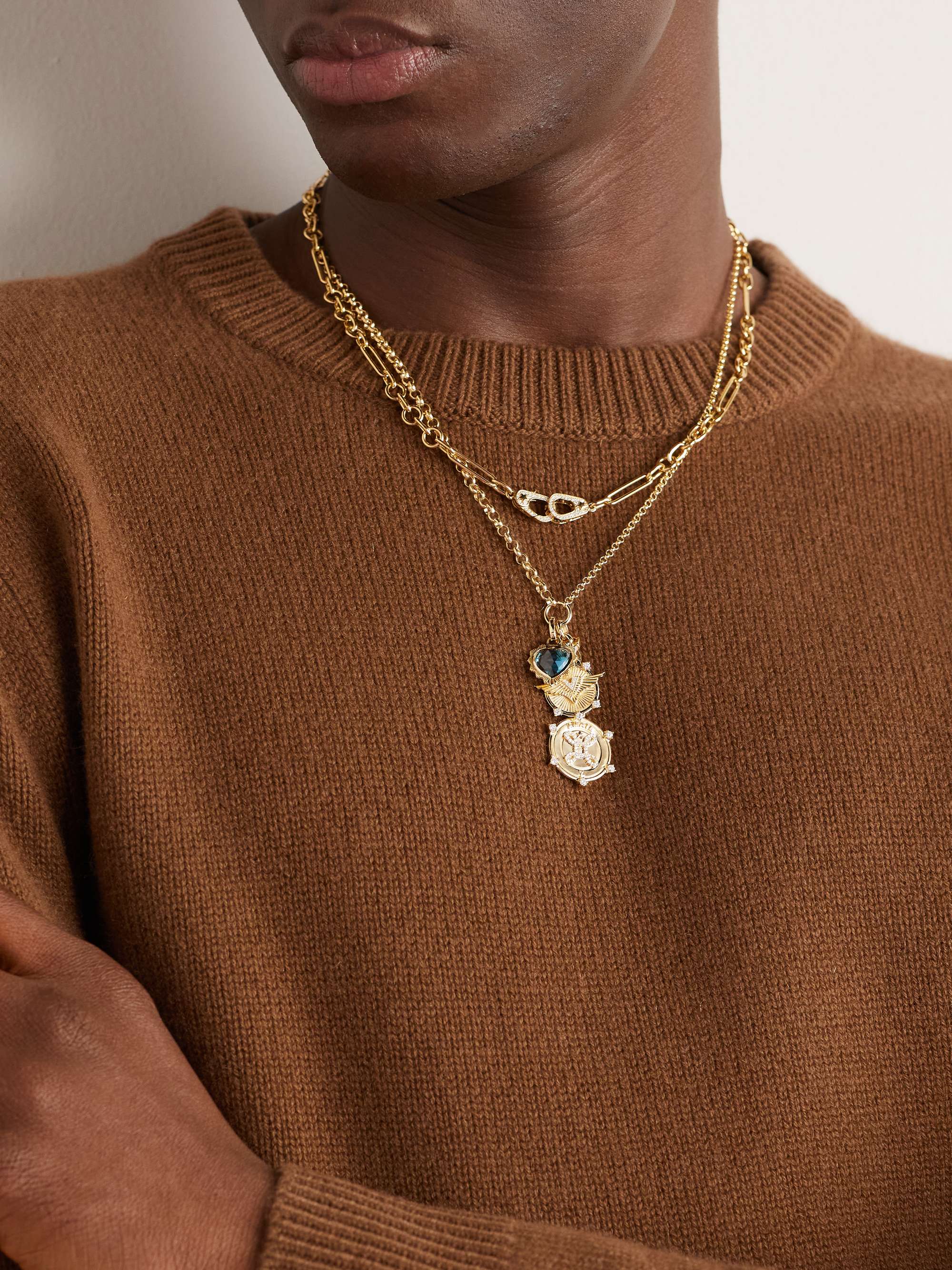 FOUNDRAE Mixed Belcher Gold, Diamond and Topaz Necklace