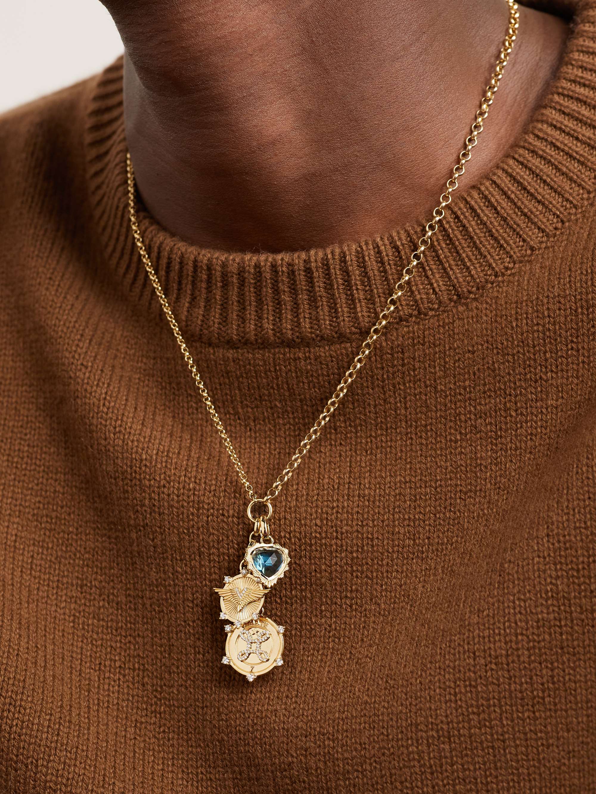 FOUNDRAE Mixed Belcher Gold, Diamond and Topaz Necklace
