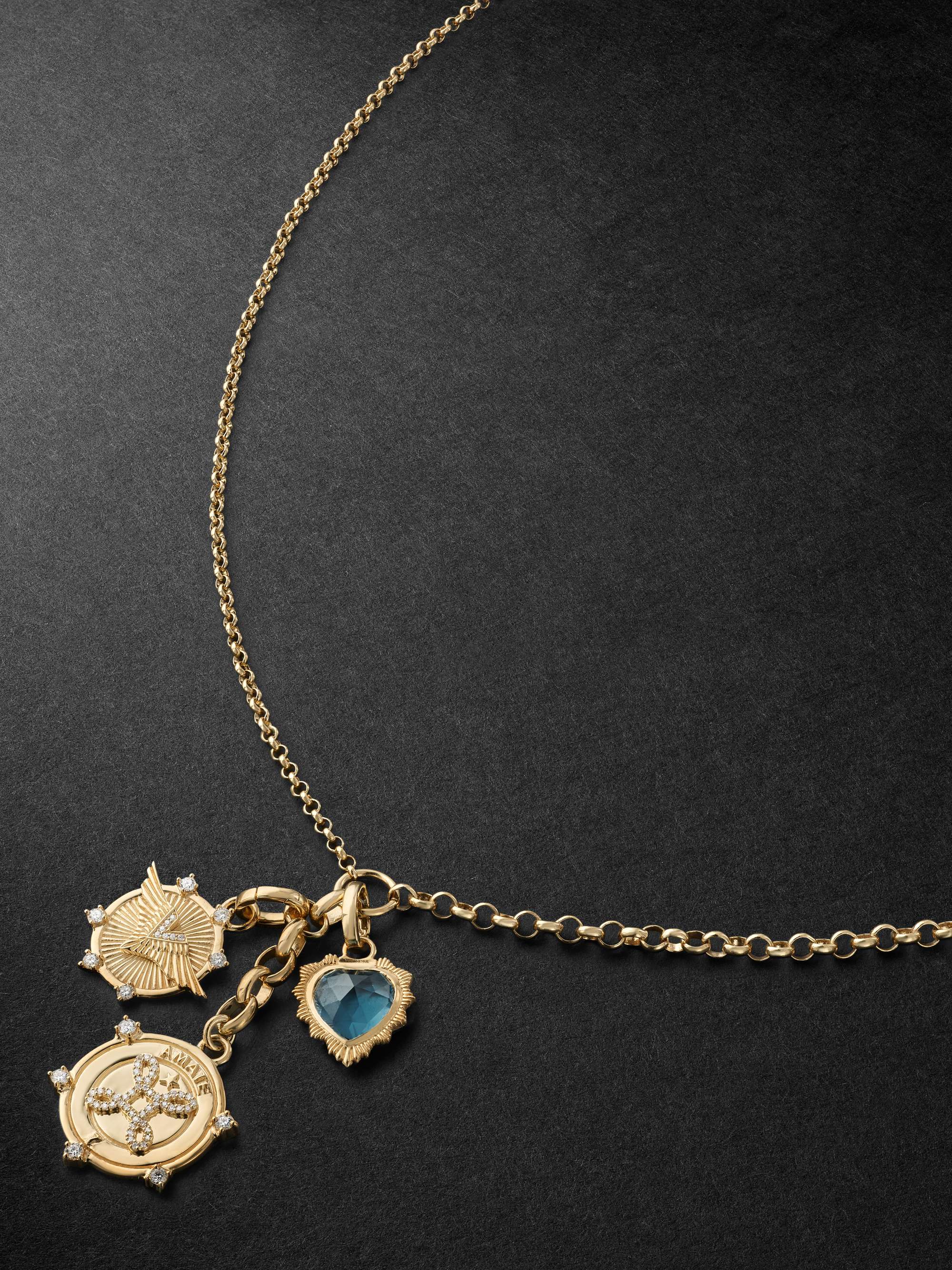 FOUNDRAE Mixed Belcher Gold, Diamond and Topaz Necklace