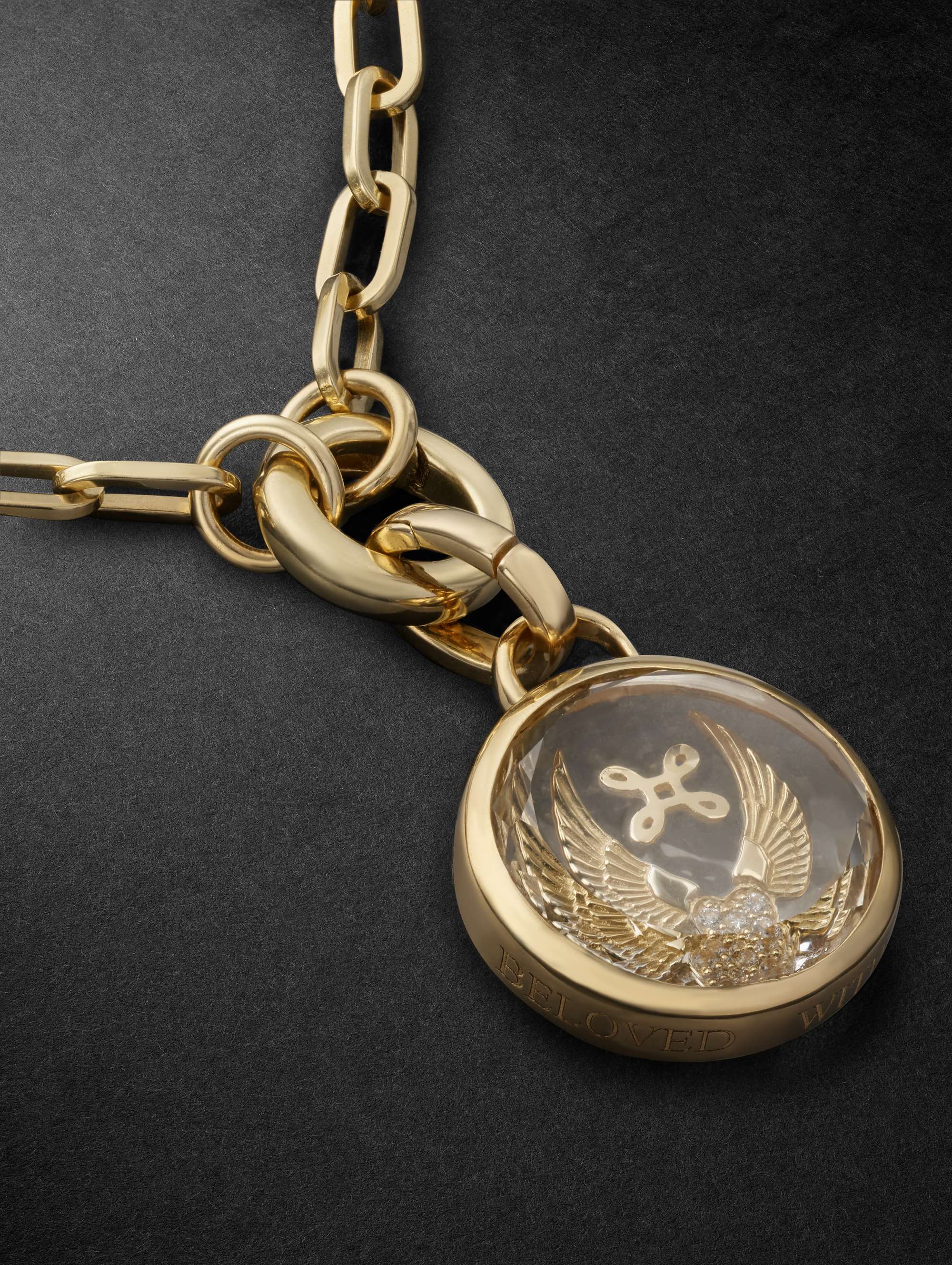 FOUNDRAE Beloved, with Wings We Fly Gold Diamond Pendant Necklace