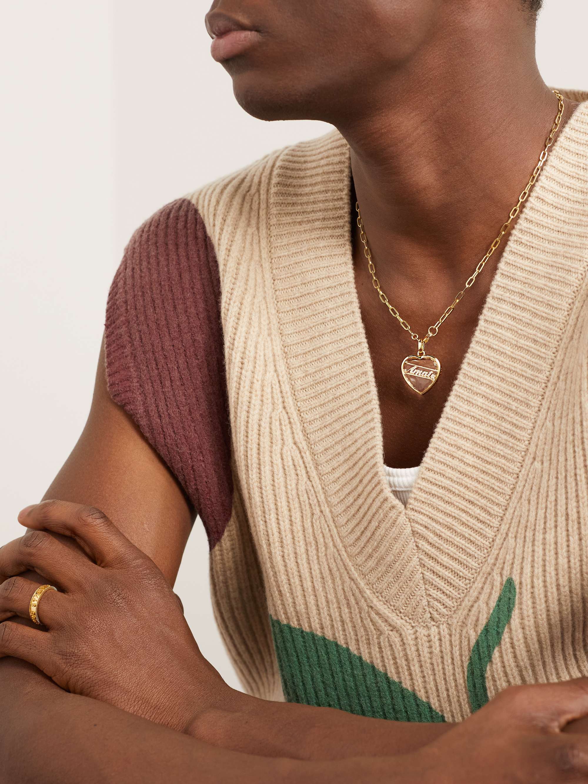 FOUNDRAE Amate Gold, Quartz and Diamond Pendant