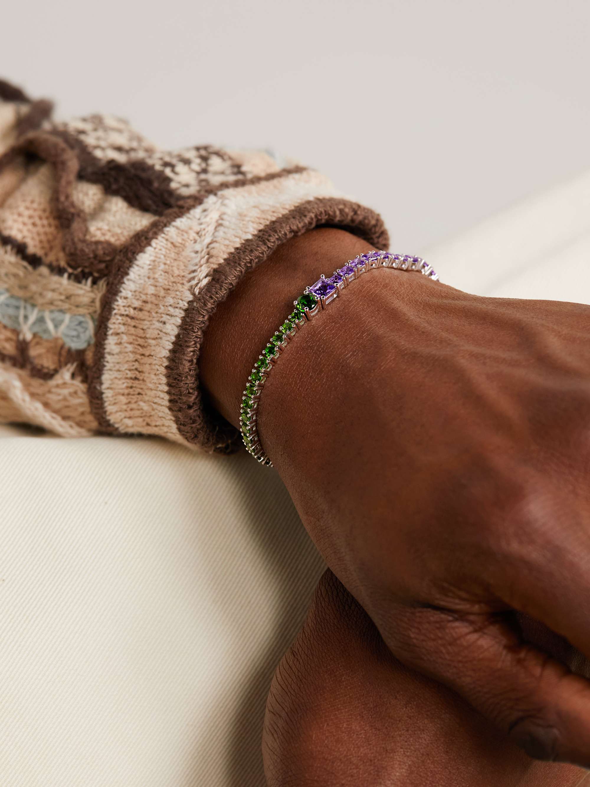 YVONNE LÉON White Gold, Diopside and Amethyst Bracelet